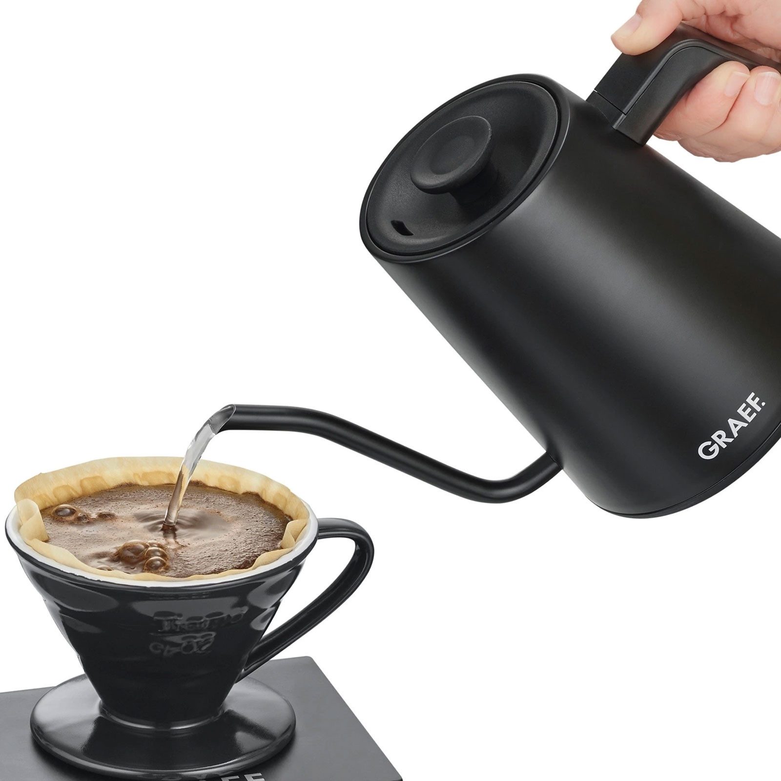 Graef Wasserkocher GK 502 Pour-Over, Präzise Temperatureinstellung, Automatische Abschaltung, 0,9 L