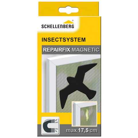 SCHELLENBERG Reparatur-Set für Fliegengitter, Insektenschutz mit Magnetfolie reparieren, 98 x 175 mm, schwarz, 50777