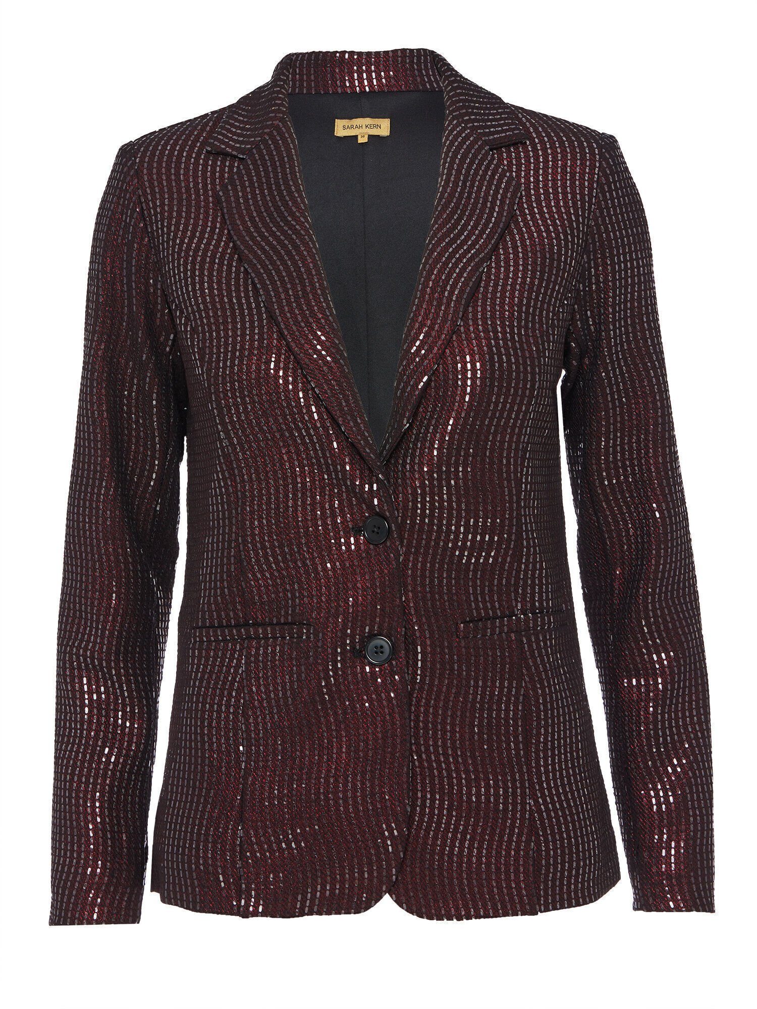 Sarah Kern Kurzblazer Freizeitblazer elastisch mit merlot glitzernden Pailletten