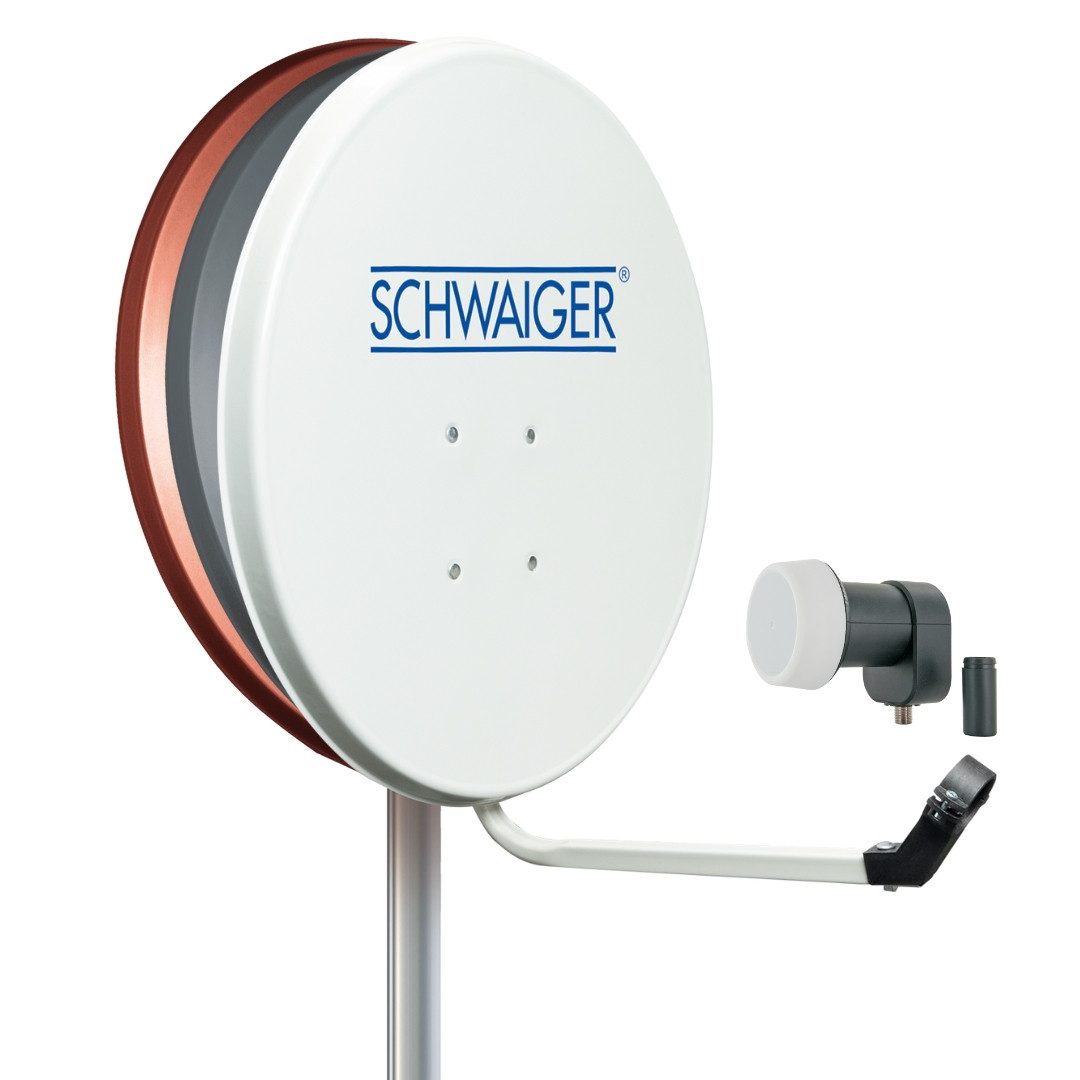 Schwaiger SPI5500SET1 SAT-Antenne (55 cm, Stahl, Single LNB, hellgrau)