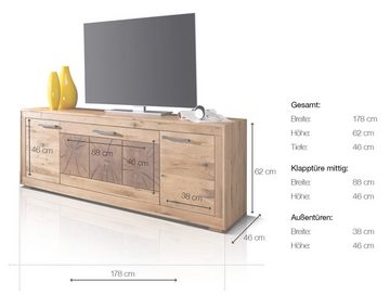 Moebel-Eins TV-Board, WINSTON III TV-Element, Material Massivholz, Wildeiche geölt