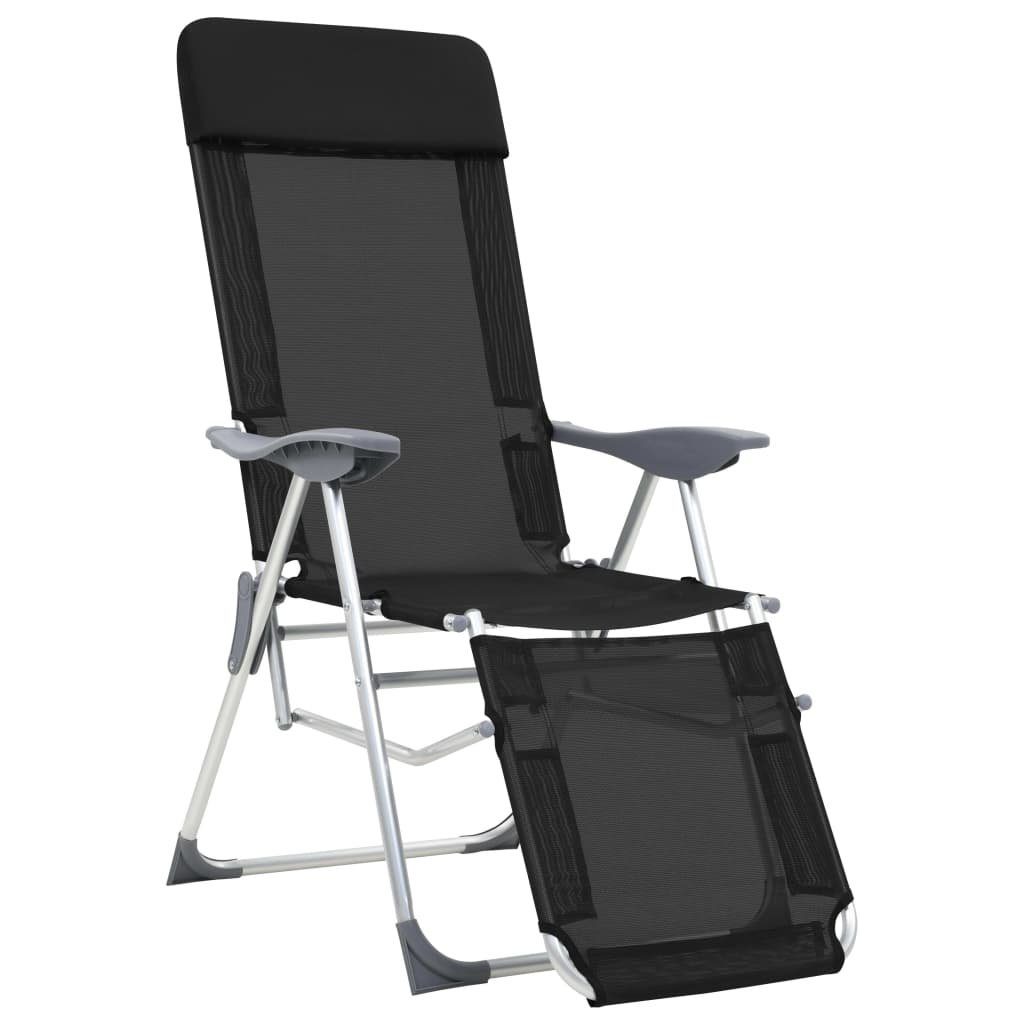 Fußteil Klappbare vidaXL 2 Liegestühle mit Stk. Textilene Schwarz Liegestuhl, Faltstuhl
