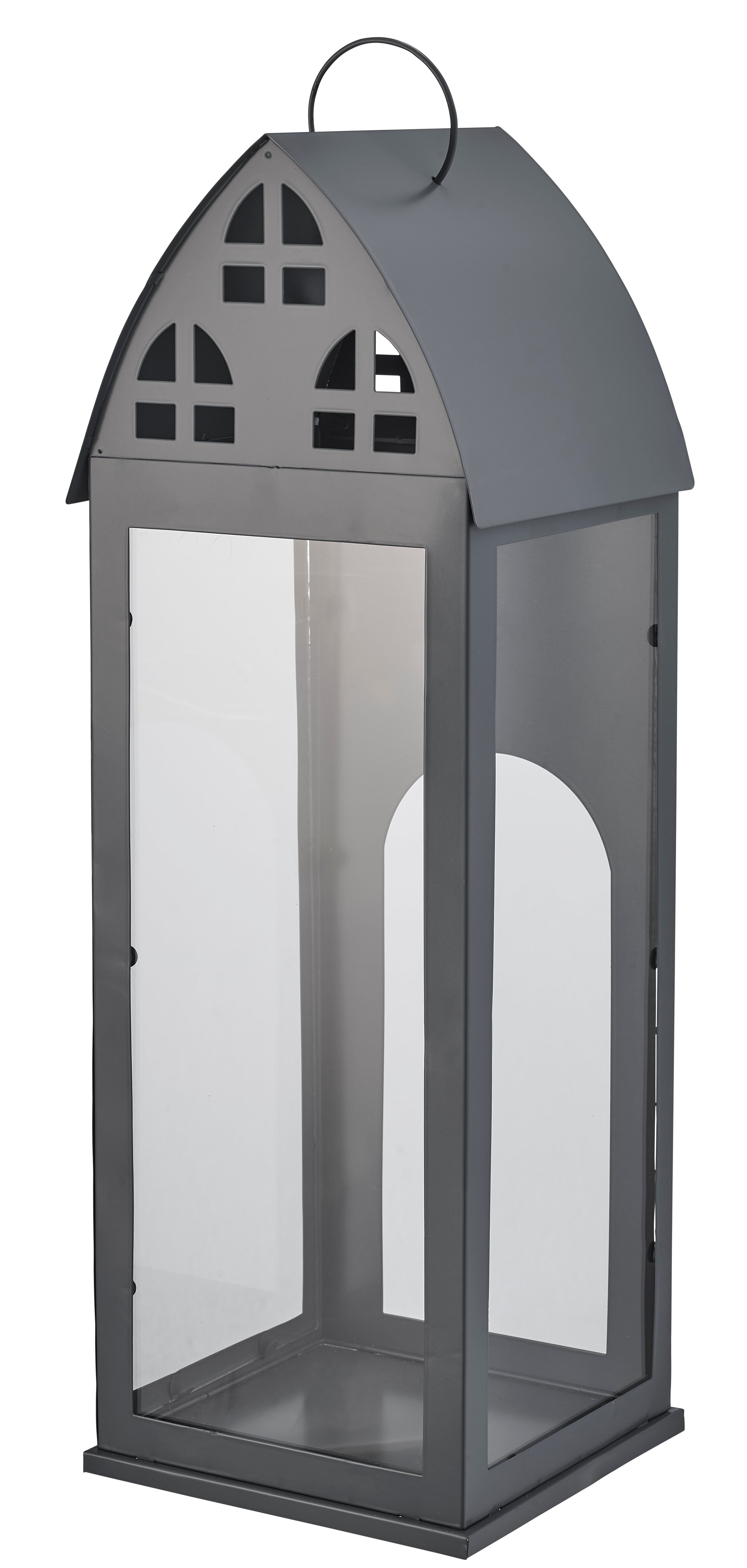 kamelshopping Bodenwindlicht Laternen-Haus aus Metall mit Glasscheiben, modernes Windlicht, Laterne für Innen und Außen, ca. 60cm hoch. € 29,99