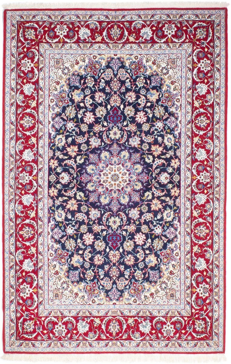 Orientteppich Isfahan Seidenkette 158x244 Handgeknüpfter Orientteppich, Nain Trading, rechteckig, Höhe: 6 mm