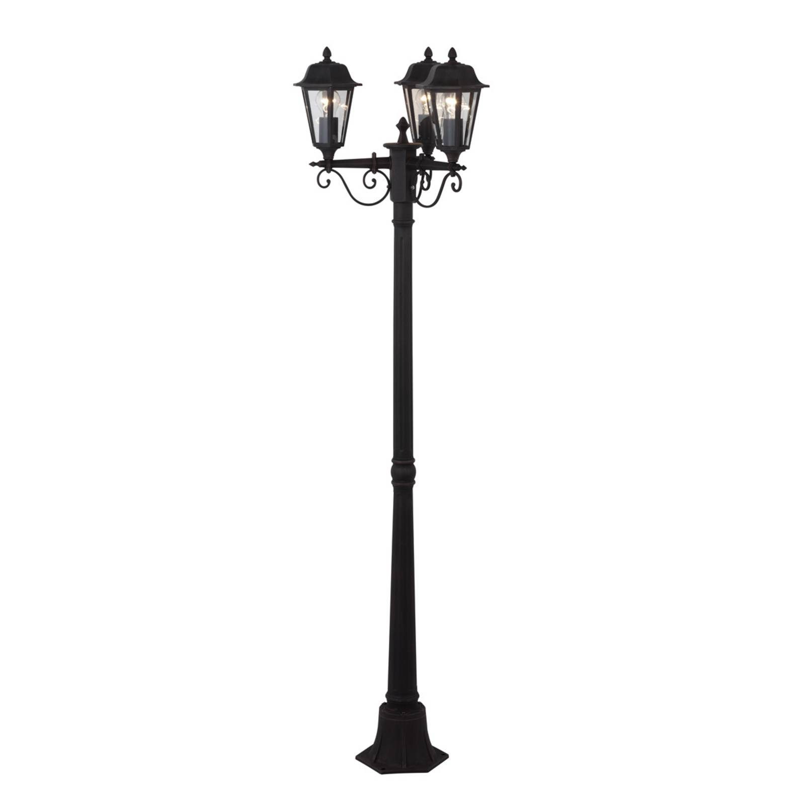 Lindby Außen-Stehlampe Lamina, Metall, Braun IP44, 3 x 60 W