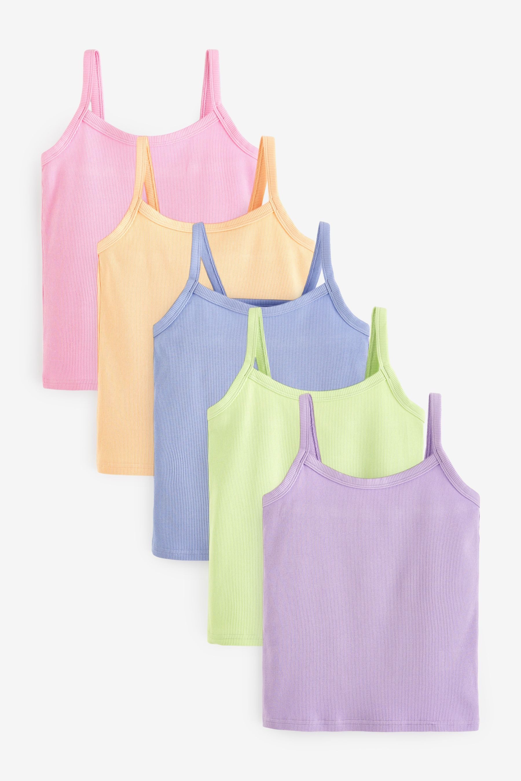 Unterhemd Gerippte Trägertops in Pastell im 5er-Pack