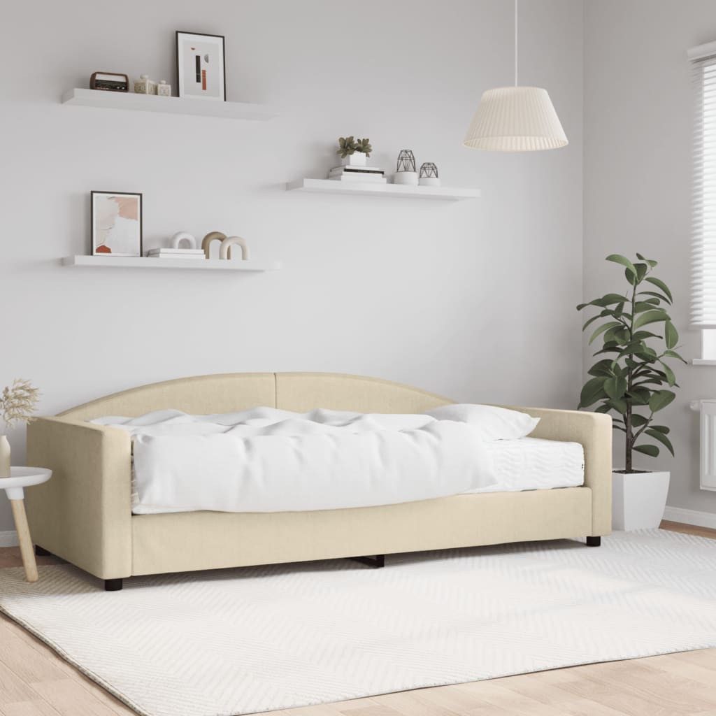 vidaXL Bett, Tagesbett mit Matratze Creme 100x200 cm Stoff günstig online kaufen