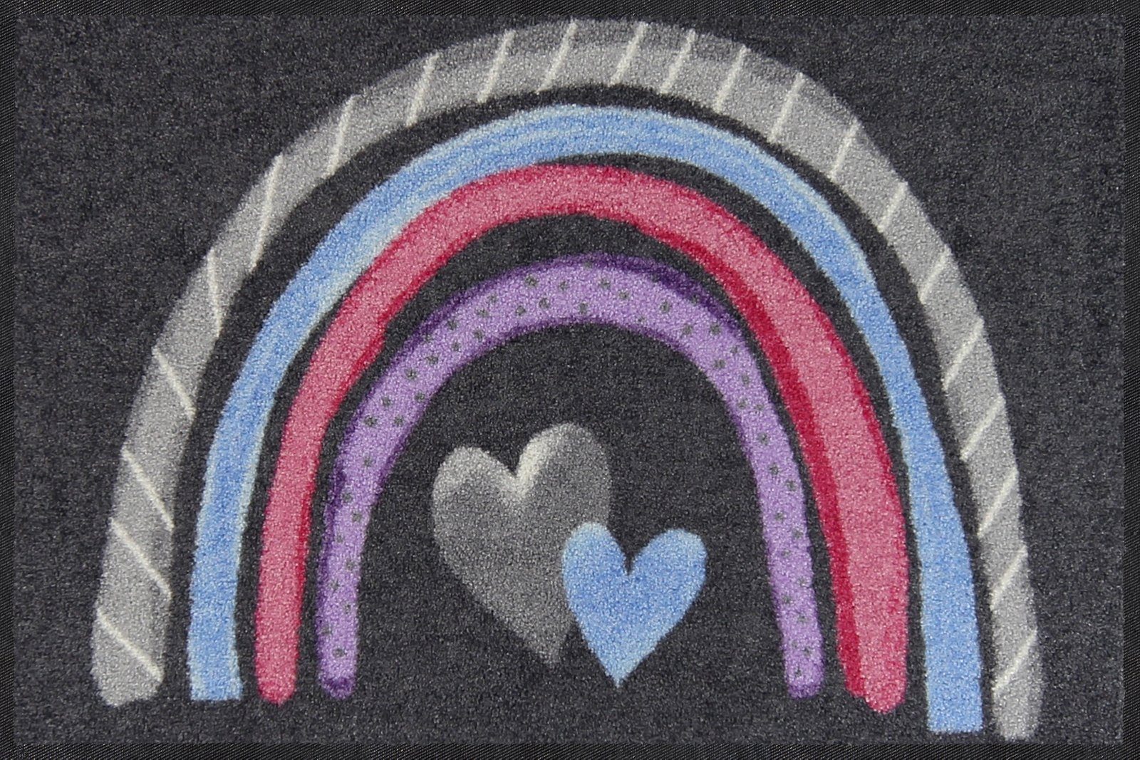 Fußmatte Salonloewe RAINBOW HEARTS Fußmatte Wohnmatte 50 x 75 cm, Salonloewe, Rechteckig, Höhe: 7 mm, In- und Outdoor, waschbar bei 40° Grad in der Waschmaschine und trocknergeeignet