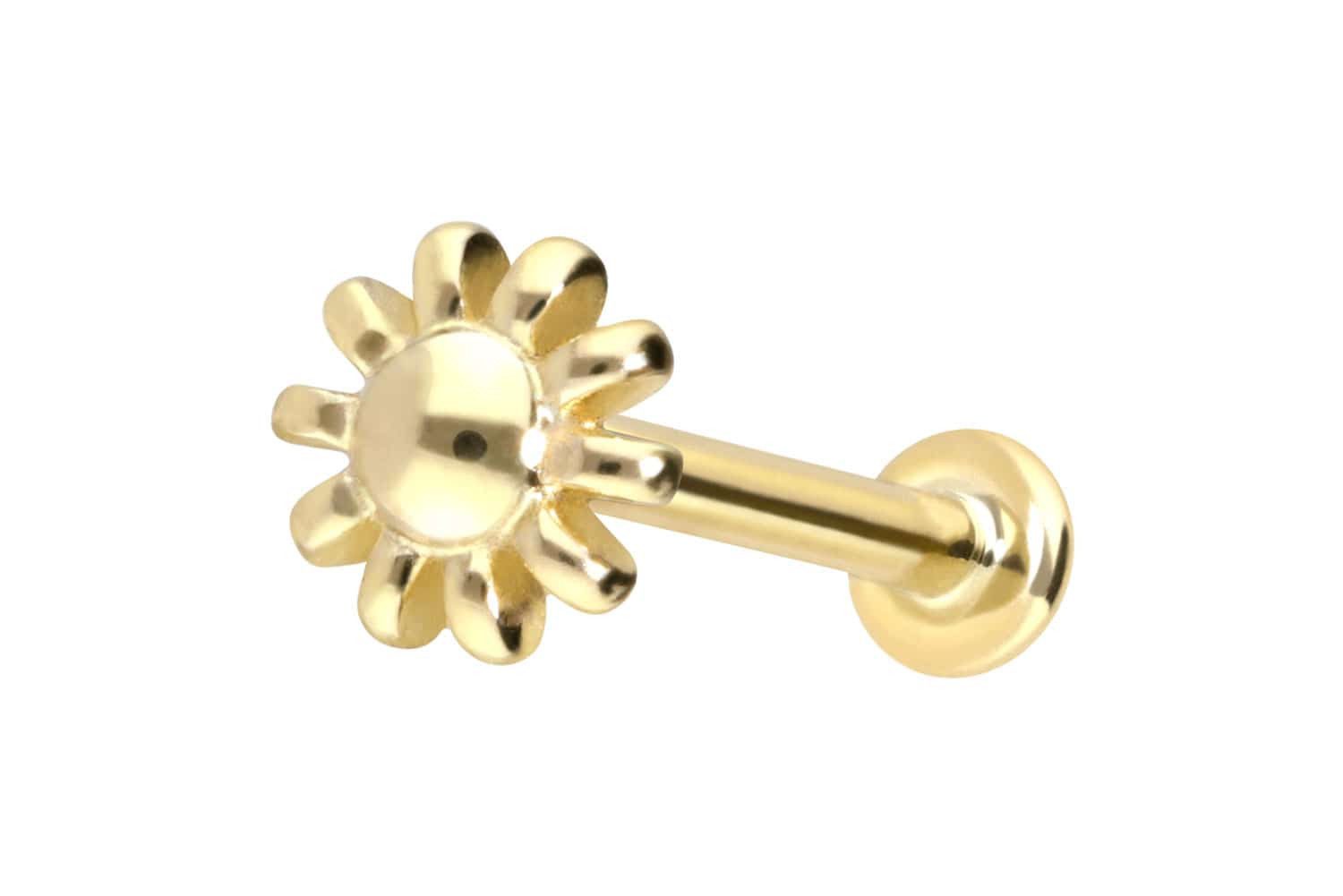 PIERCINGLINE Piercing-Set 14 Karat Gold Labret mit Push Fit BLUME (Labrets, 1-tlg)