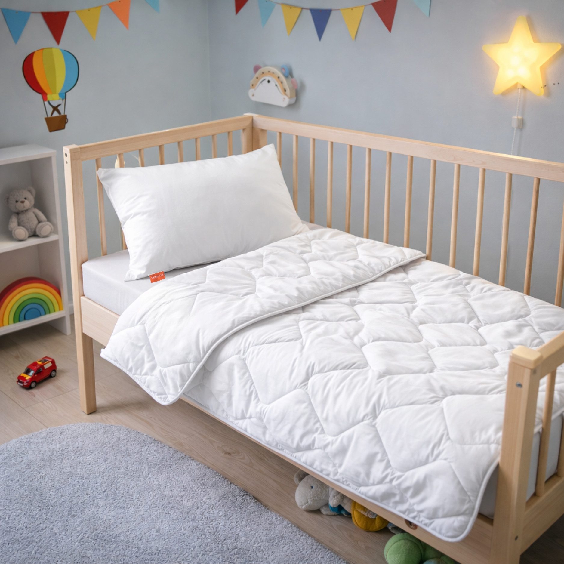 sleepling Kinderbettdecke Bettwaren-Set, Set inkl. Decke (100x135 cm) und Kissen (40x60 cm)