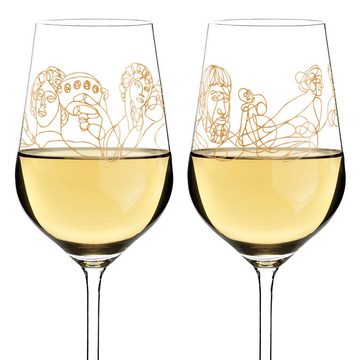 Ritzenhoff Weißweinglas Burkhard Neie - Dionysos & Ariadne / Zeus & Leto, Kristallglas