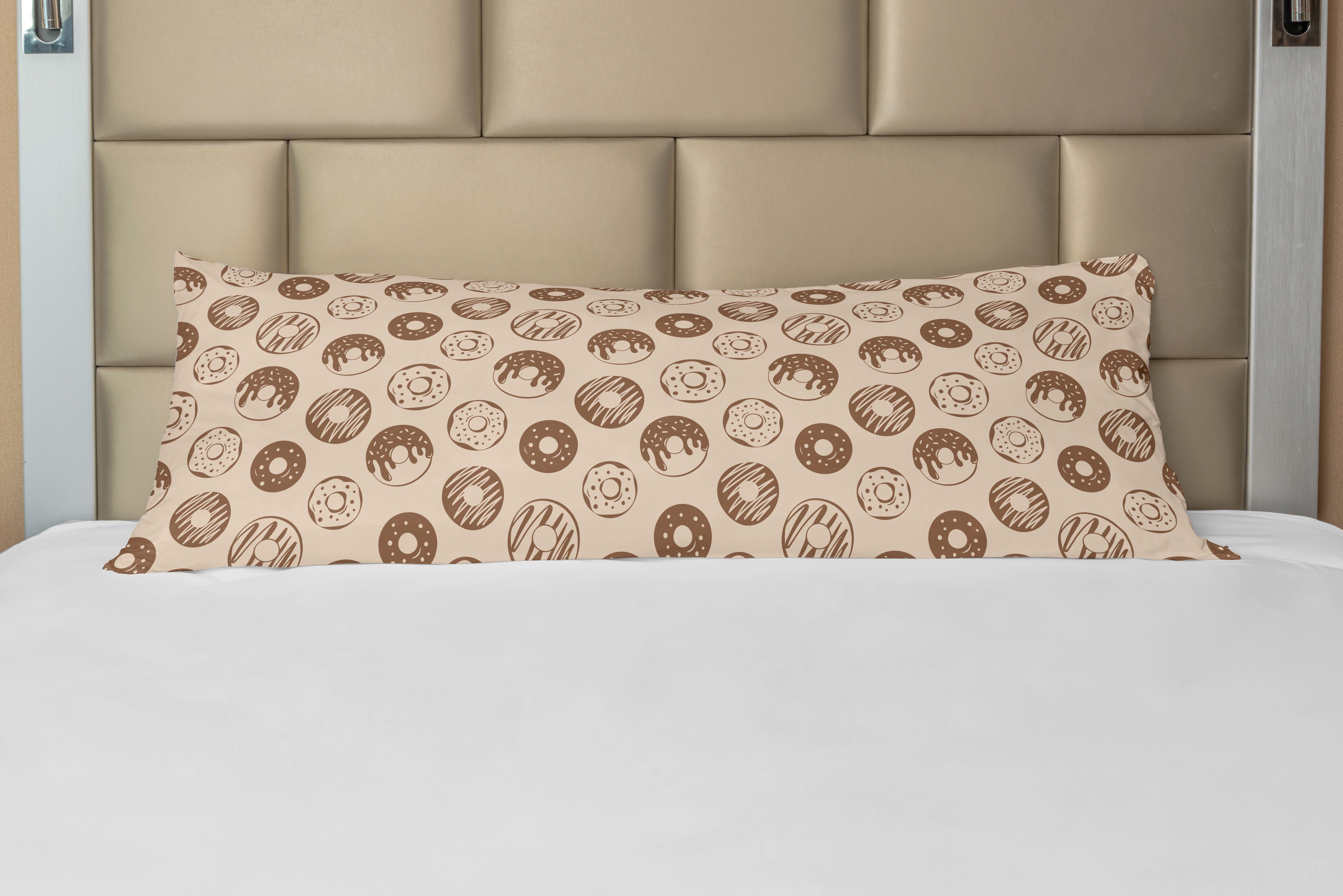 in Kissenbezug, gezeichnet Langer Seitenschläferkissenbezug Hand Donuts Thema Abakuhaus, Gekritzel Deko-Akzent