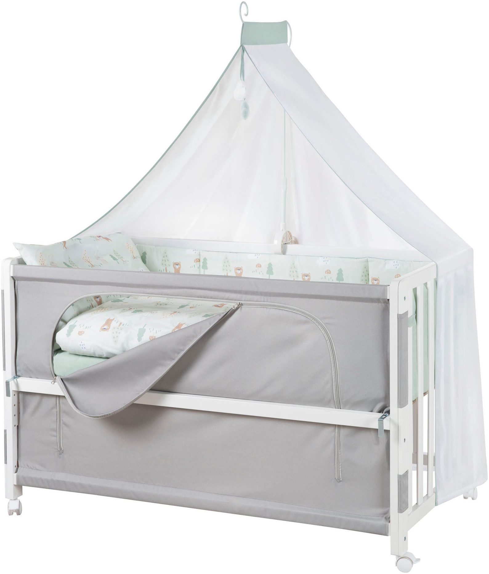 roba® Babybett Room Bed - Woodland Buddies, als Beistell-, Kinder- und Juniorbett verwendbar