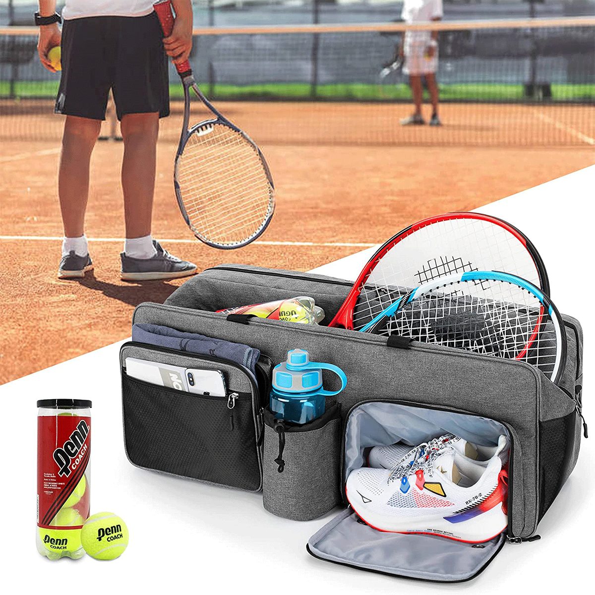 yozhiqu Balltasche Outdoor-Tennistasche, Tennis- und Schuhgepäck-Reisetasche (1-tlg), kann Pickering-Schläger, Badminton-Schläger,Squash-Schlägerball halten