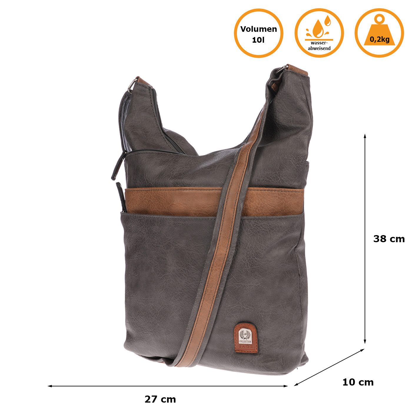 Christian Wippermann Umhängetasche Große Umhängetasche Damen Tasche Schultertasche (einzeln), Crossover Leder Optik
