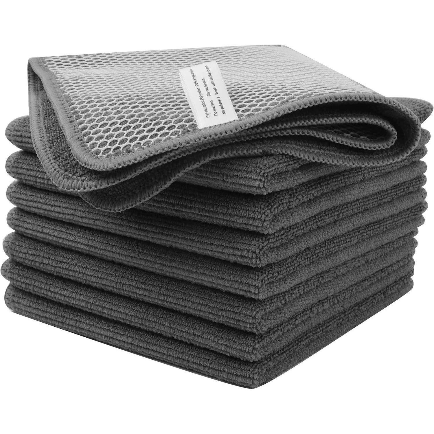 LuxusKollektion Microfaser Spültücher Spüllappen 8er Set 30x30cm Grau Mikrofasertuch