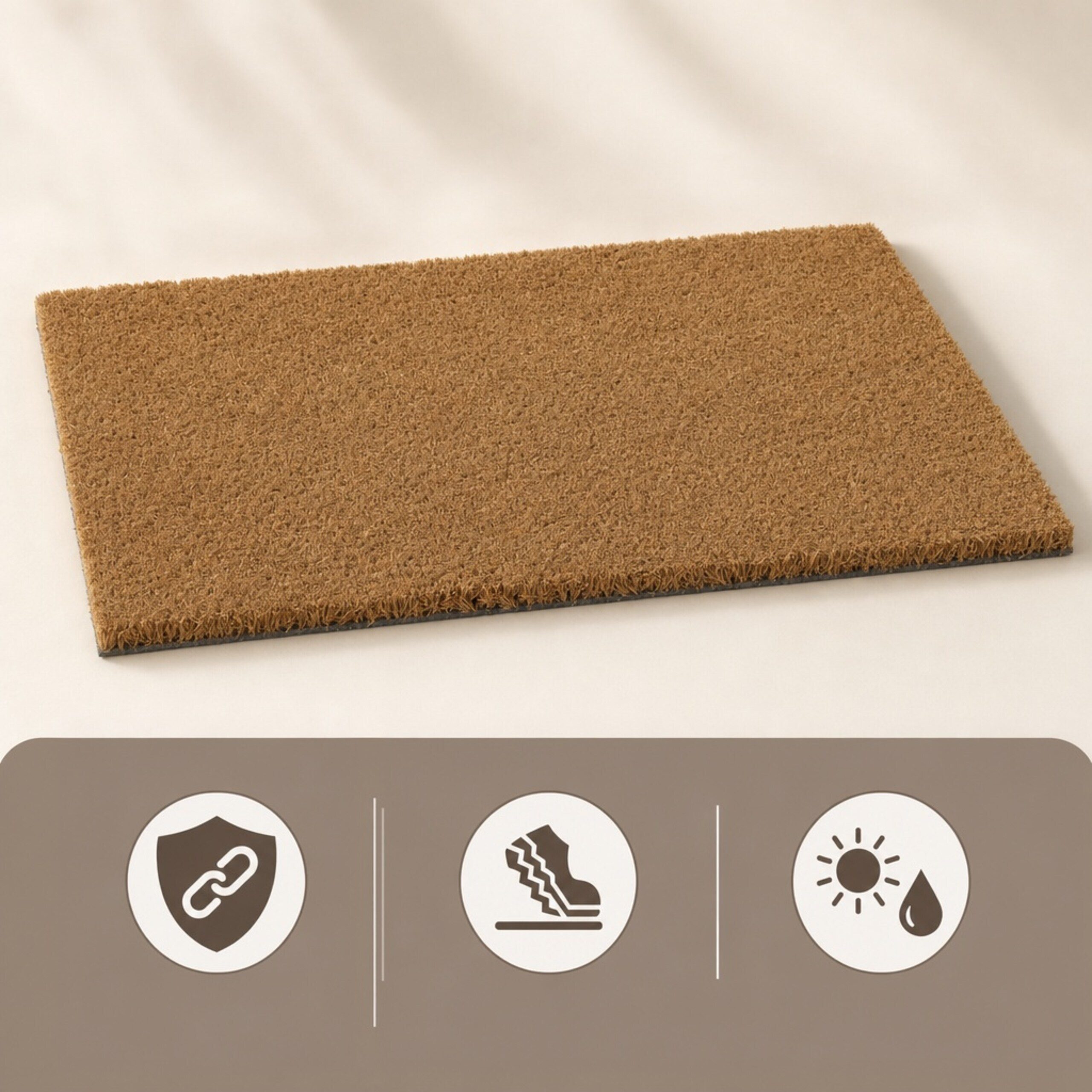 relaxdays Fußmatte Kokos 60x40 cm, Rechteckig, Höhe: 15 mm – Bild 5 von 5