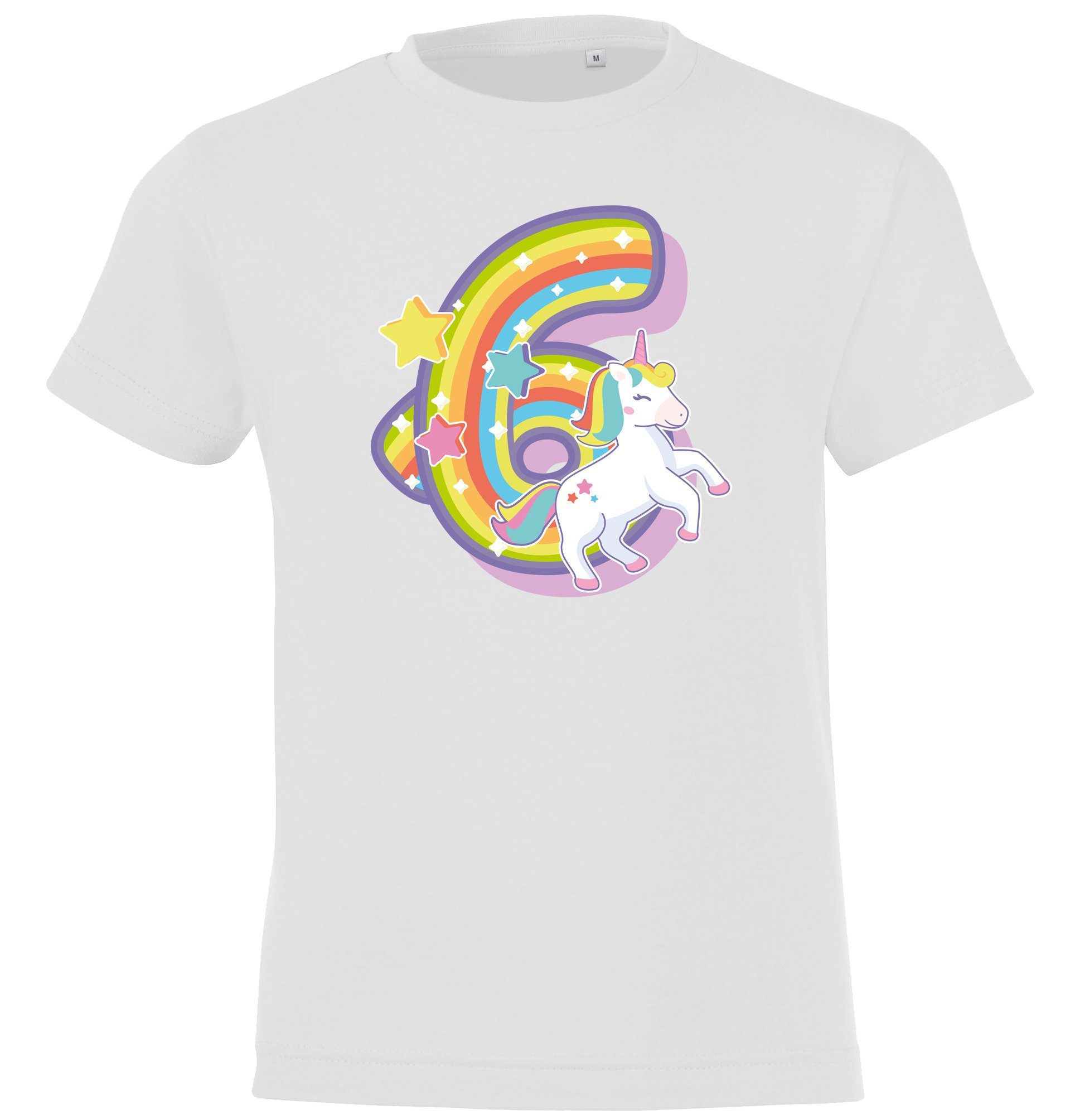 Youth Designz T-Shirt 6 Jahre Alt Geburtstag T-Shirt für Mädchen mit süßem Zahl Frontprint Weiß