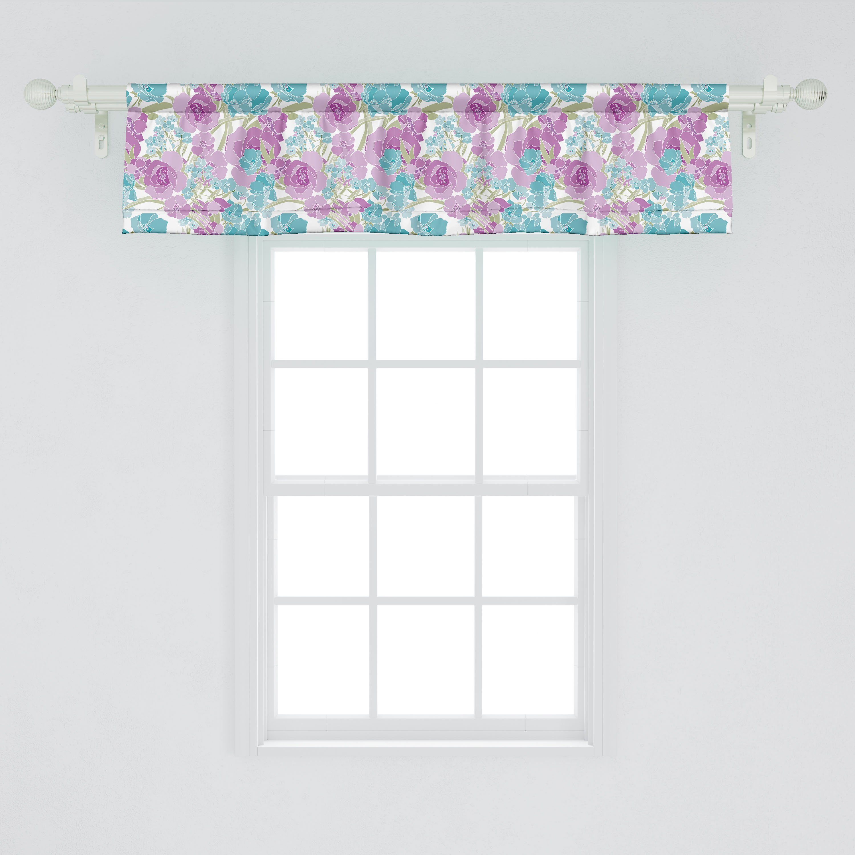 Scheibengardine Vorhang Volant für Küche Blumenblätter Pastell Kleine Abakuhaus, Stangentasche, Microfaser, Schlafzimmer Dekor Pfingstrosen mit und