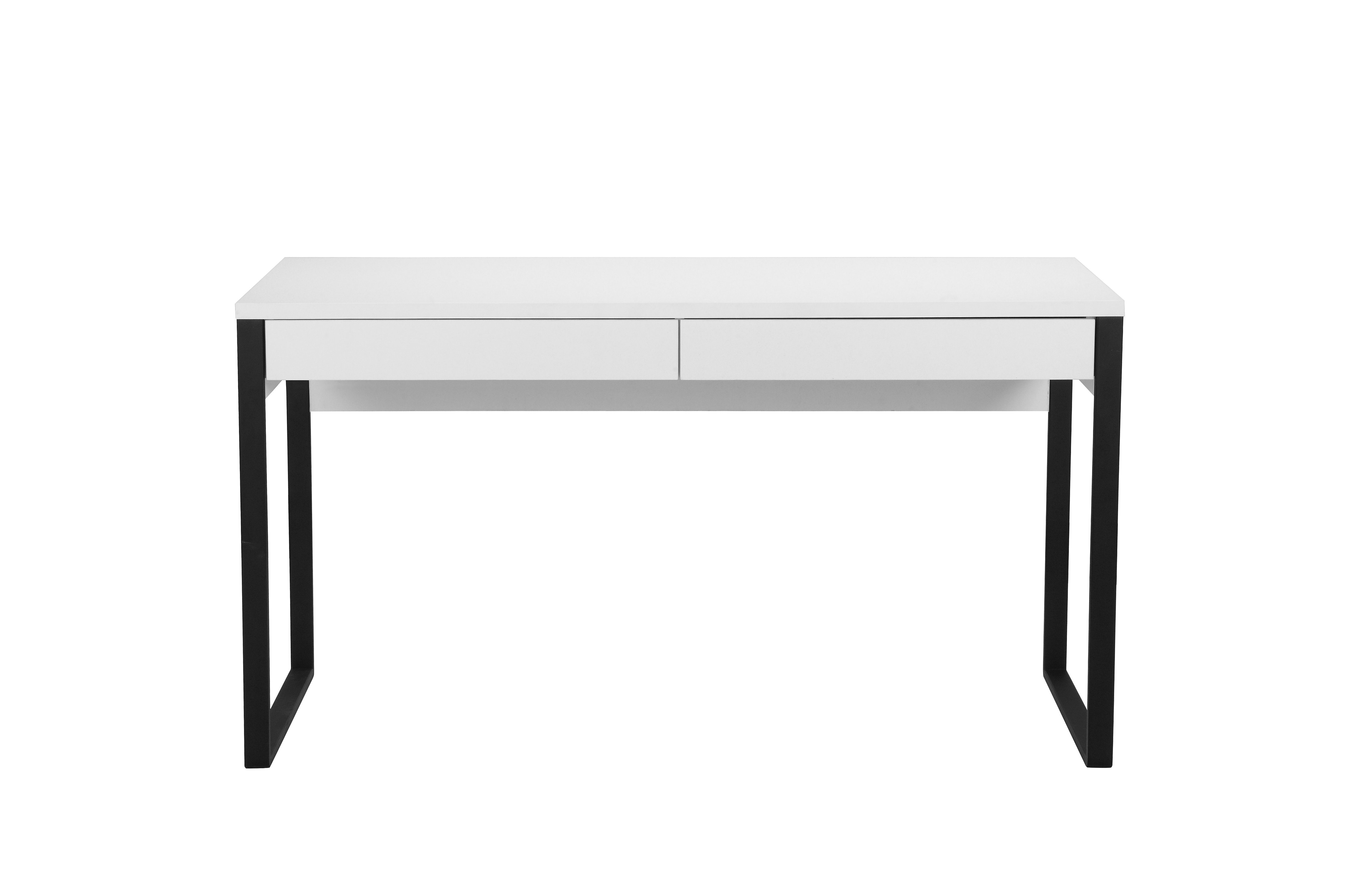 weiß/schwarz of 2 Moid, modernen mit im Places Metallbeinen Breite Style & 140 Schreibtisch Computertisch Schubladen cm, Design,