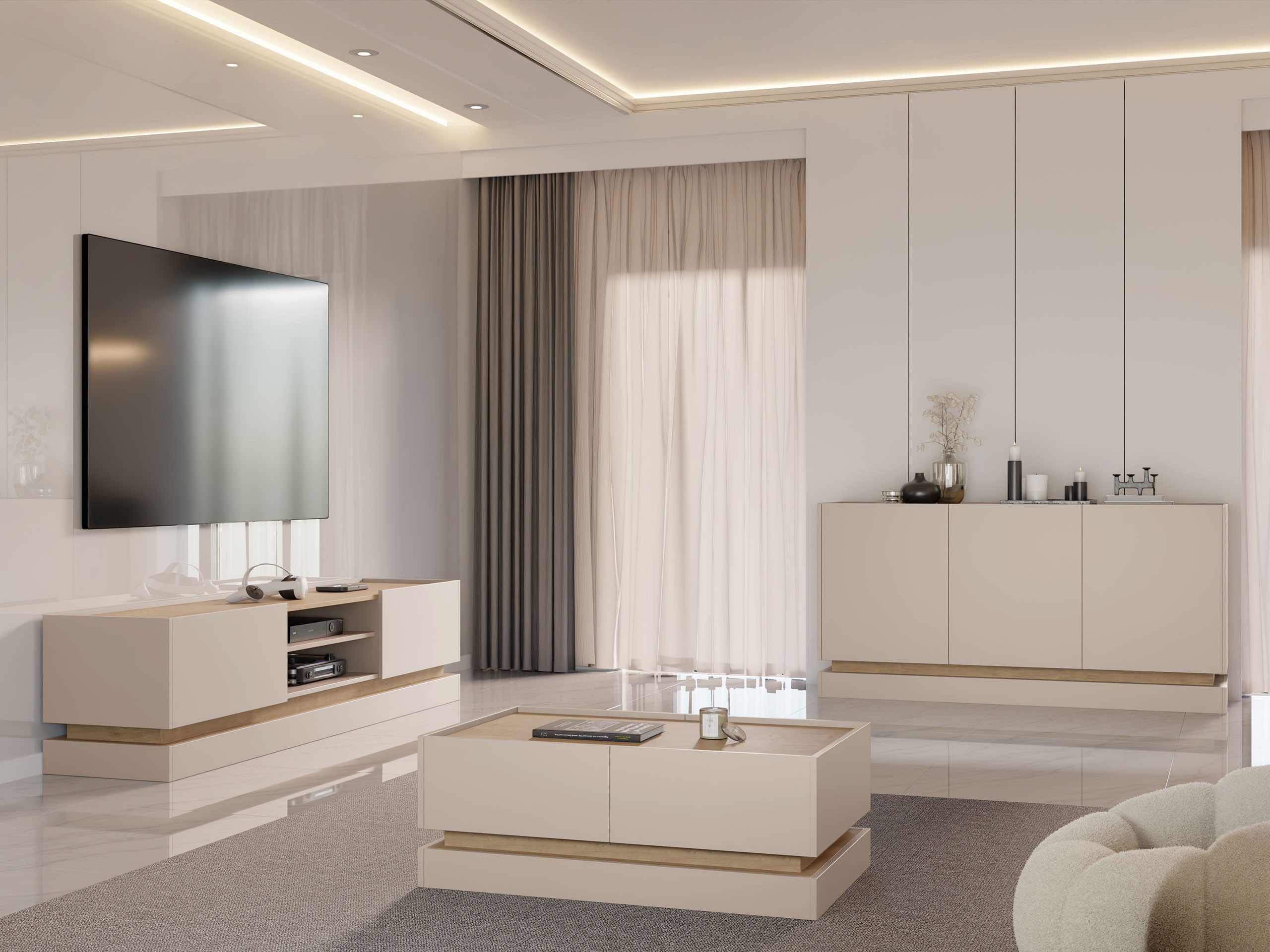 MIRJAN24 Wohnzimmer-Set Zarpant, (3er-Set, Kommode, Couchtisch, günstig online kaufen