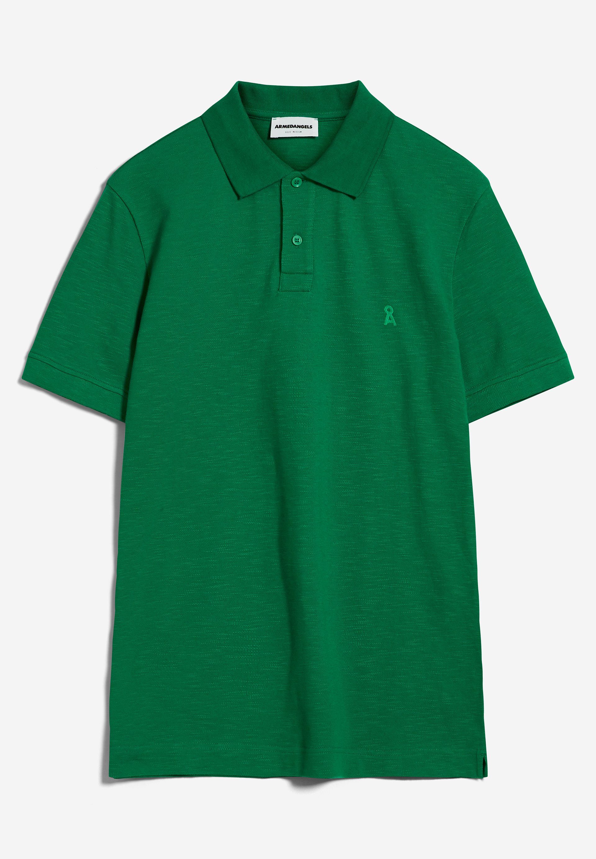 FIBRAAS (1-tlg) Poloshirt green Armedangels flash Seitliche Schlitze Herren