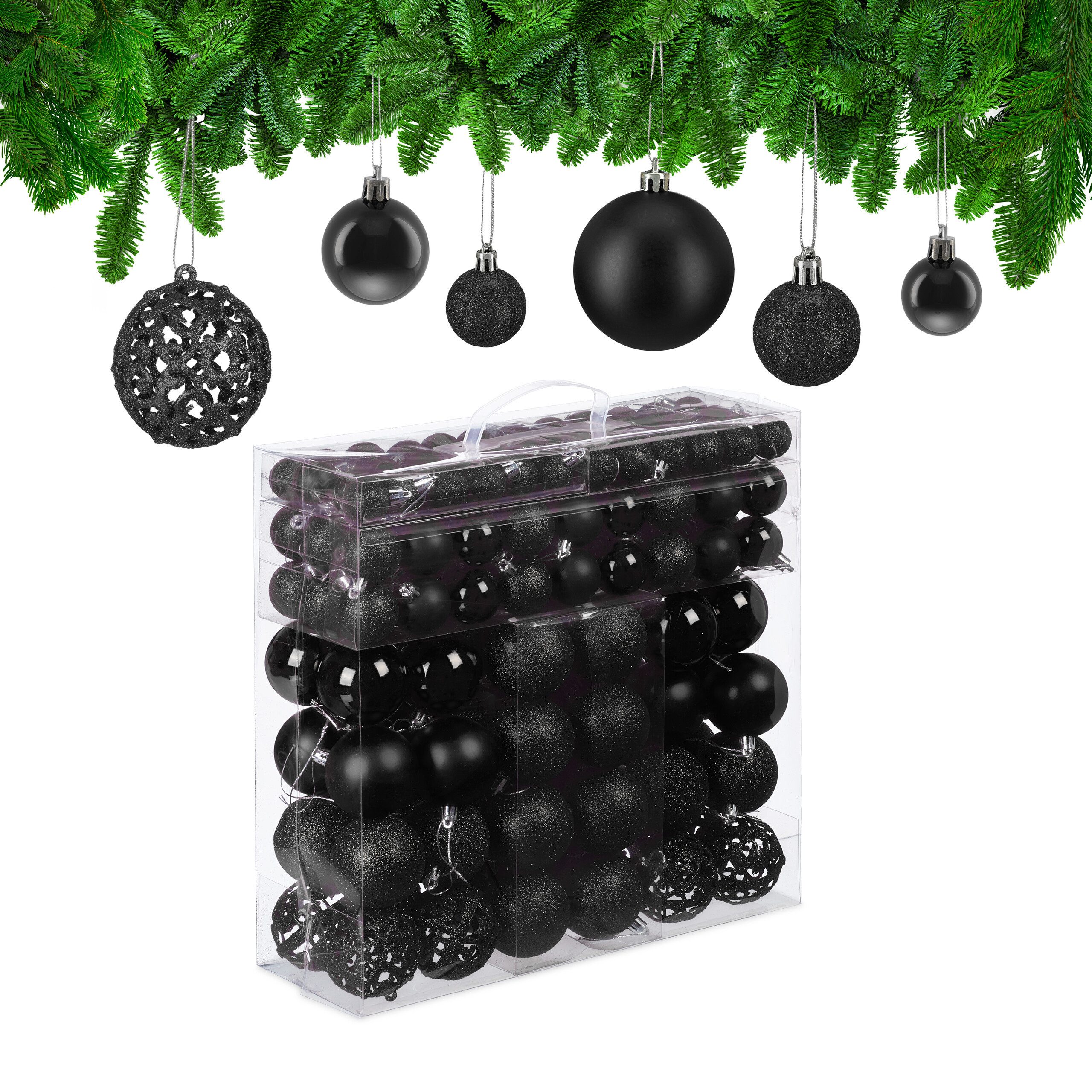 relaxdays Weihnachtsbaumkugel Новогодние шары im 150er Set, schwarz