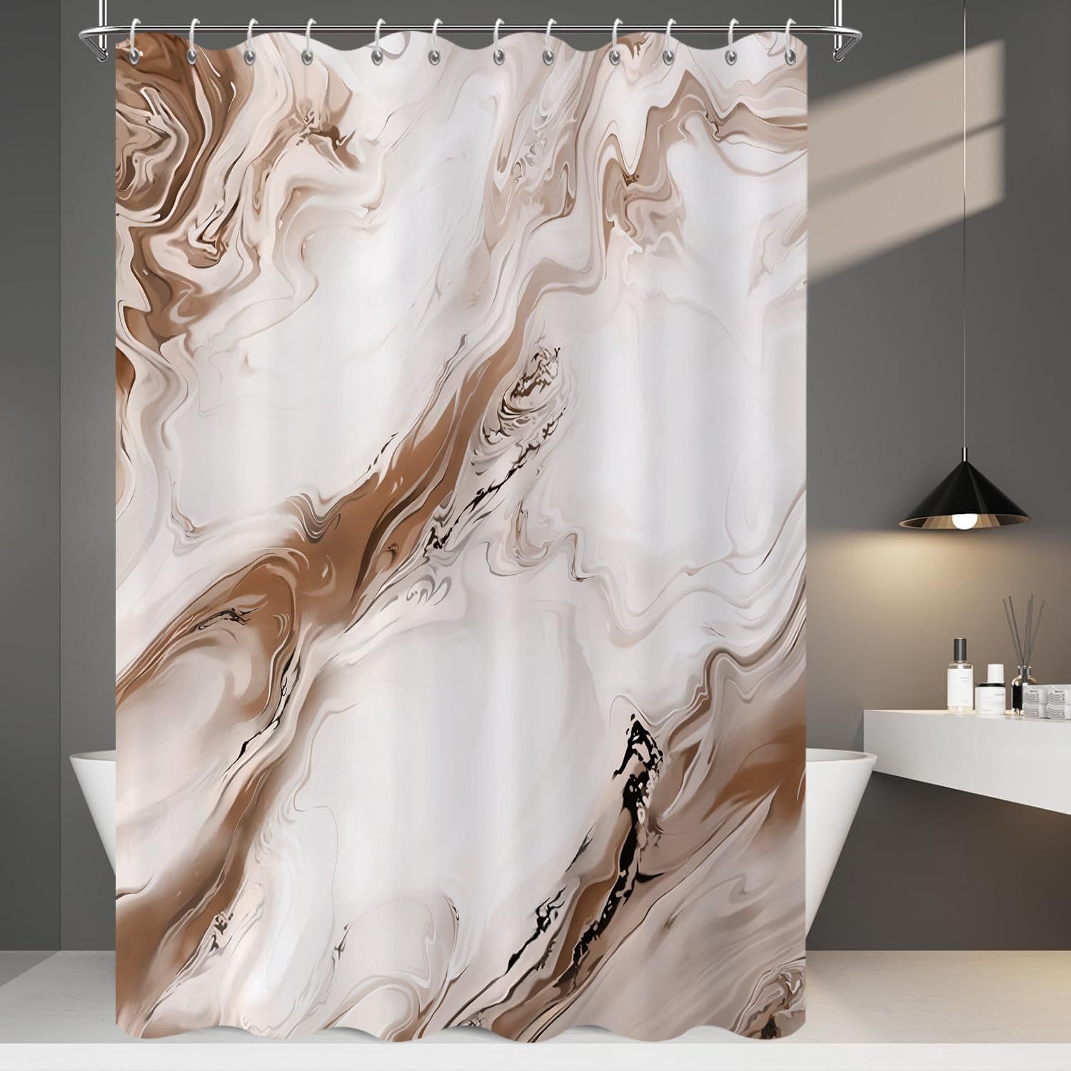 Agger Duschvorhang Modern – Abstrakt Marmor Aquarell Design, Wasserdicht & Waschbar Breite 180 cm (1-tlg), Badvorhang für Dusche & Badewanne