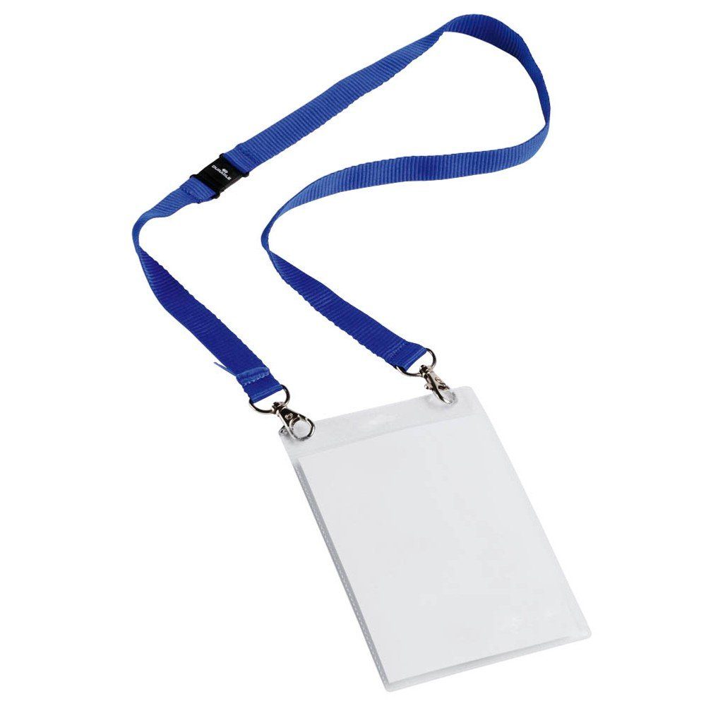 DURABLE Hinweisschild 10 Namensschilder EVENT mit Textilband A6 - blau, Mit zusätzlicher Tasche für Visitenkarten