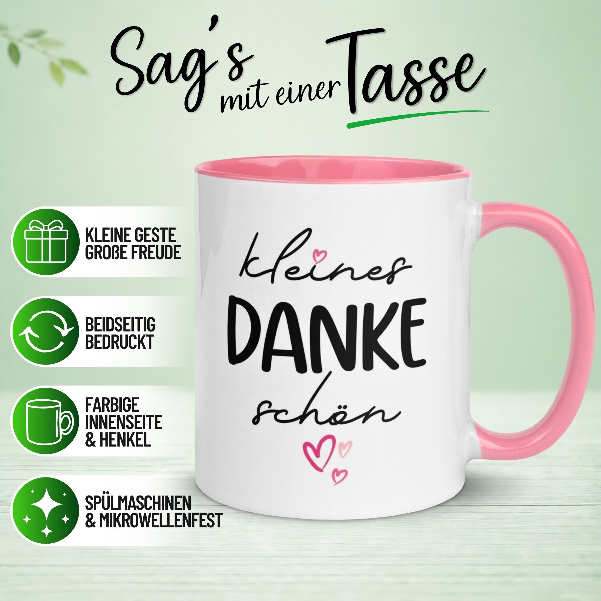 Momentals Tasse Danke – „Kleines Dankeschön“ – Dankeschön Geschenk Kollegin Lehrerin, Gratis Versand · Links-&Rechtshänder · Spülmaschinenfest