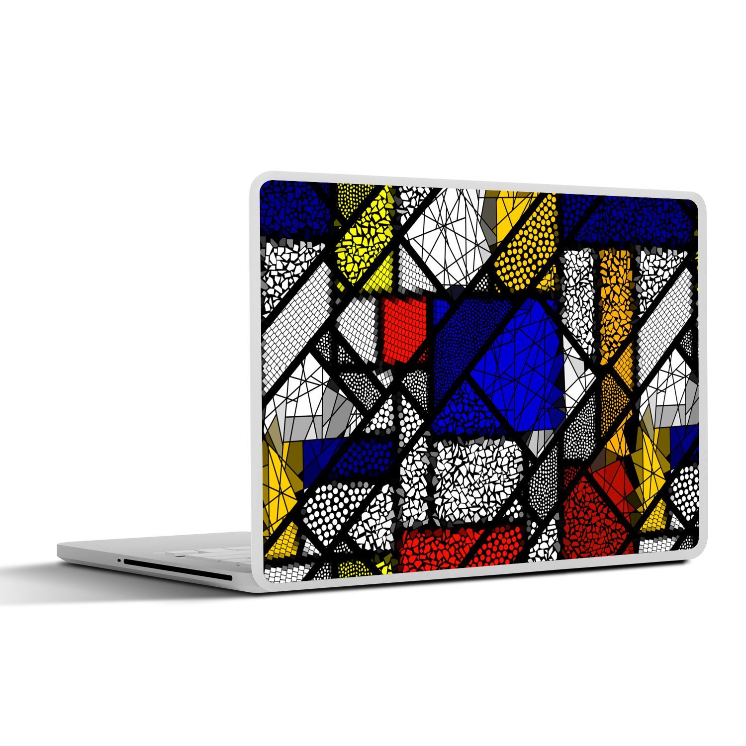 MuchoWow Laptop-Aufkleber Mondrian - Glasmalerei - Alte Meister - Kunstwerk - Abstrakt - Malerei, (1tlg), Laptop Folien Cover, Aufkleber, Sticker, Schutz vor Kratzern, 30x21 cm