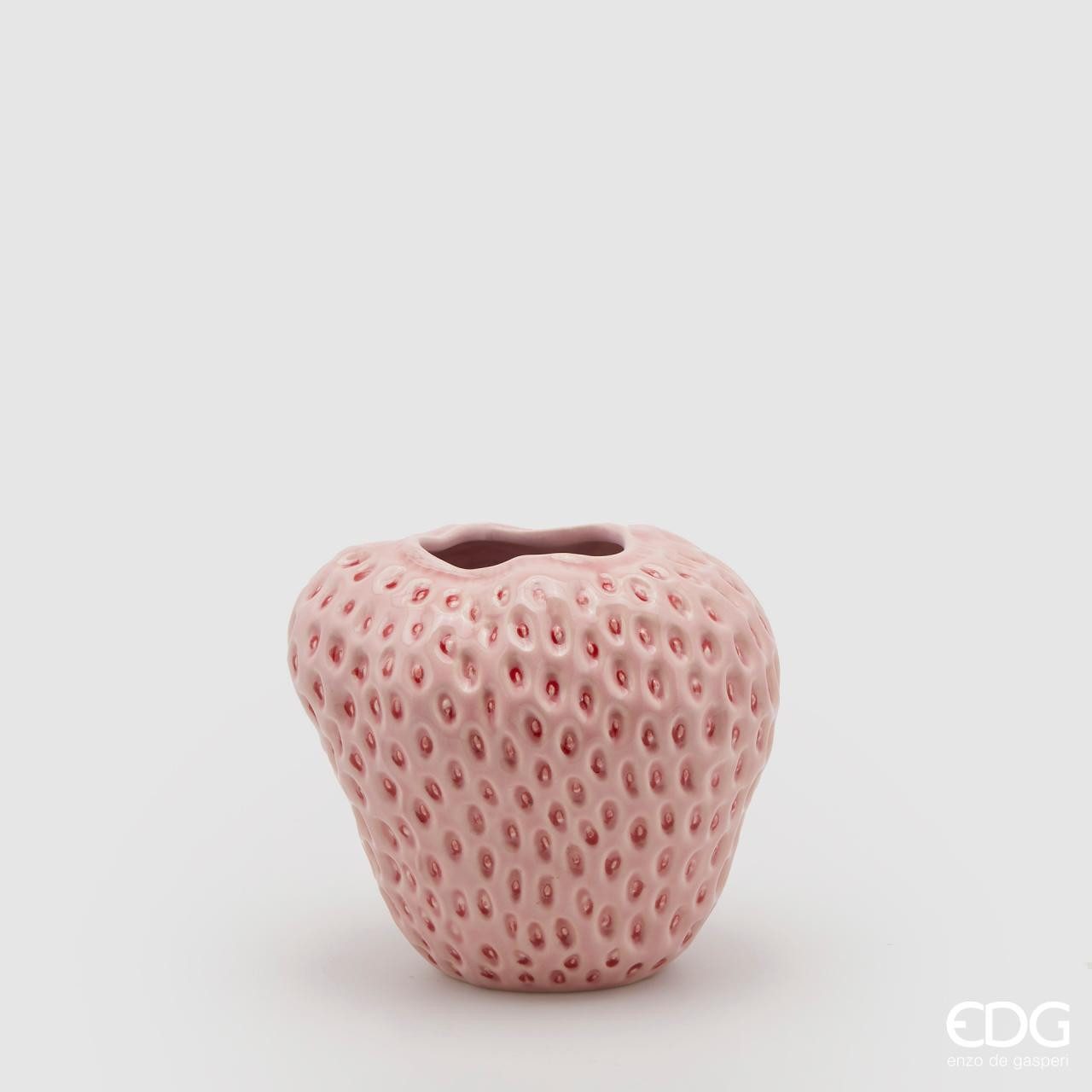enzo de gasperi Dekovase Erdbeervase Höhe 16 cm Ø 17 cm - Dekovase Keramik rosa (verschiedene Größen können kombiniert werden)