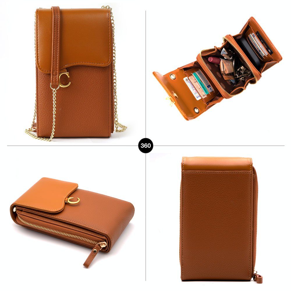 FITSU Umhängetasche Handytasche zum Umhängen, Damen Schultertasche, Umhängetasche, Handytasche mit Geldbörse und abnehmbaren Umhängeriemen – Bild 2 von 5