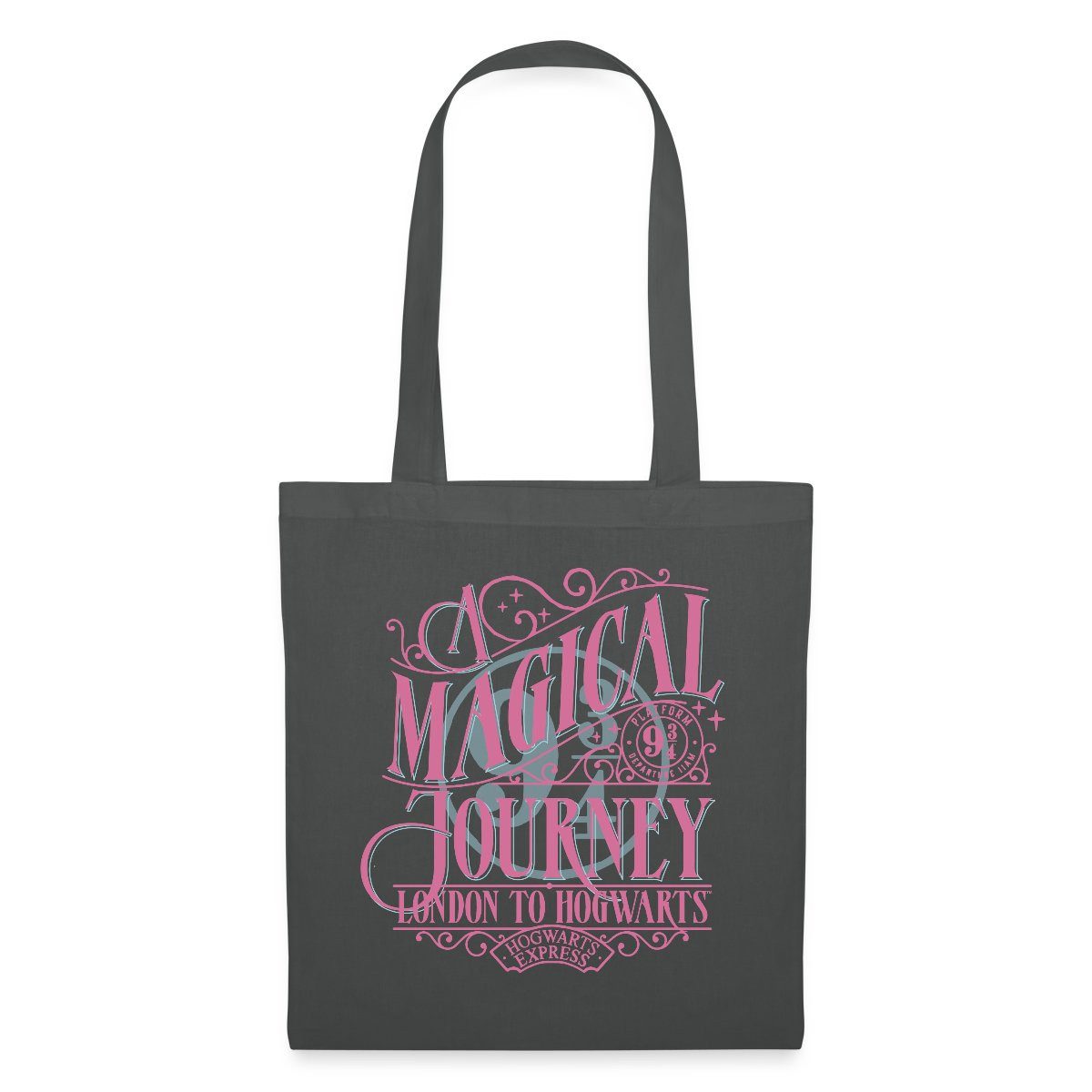 Spreadshirt Henkeltasche Harry Potter Gleis 9 ¾ Design In Rosa & Blau Stoffbeutel (1-tlg)