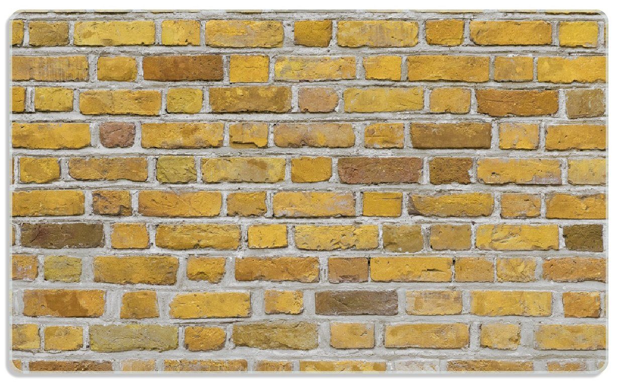 1-St), Ziegelsteinwand - Wallario Backsteine, Frühstücksbrett (inkl. gelb ESG-Sicherheitsglas, in rutschfester Gummifüße 4mm, 14x23cm