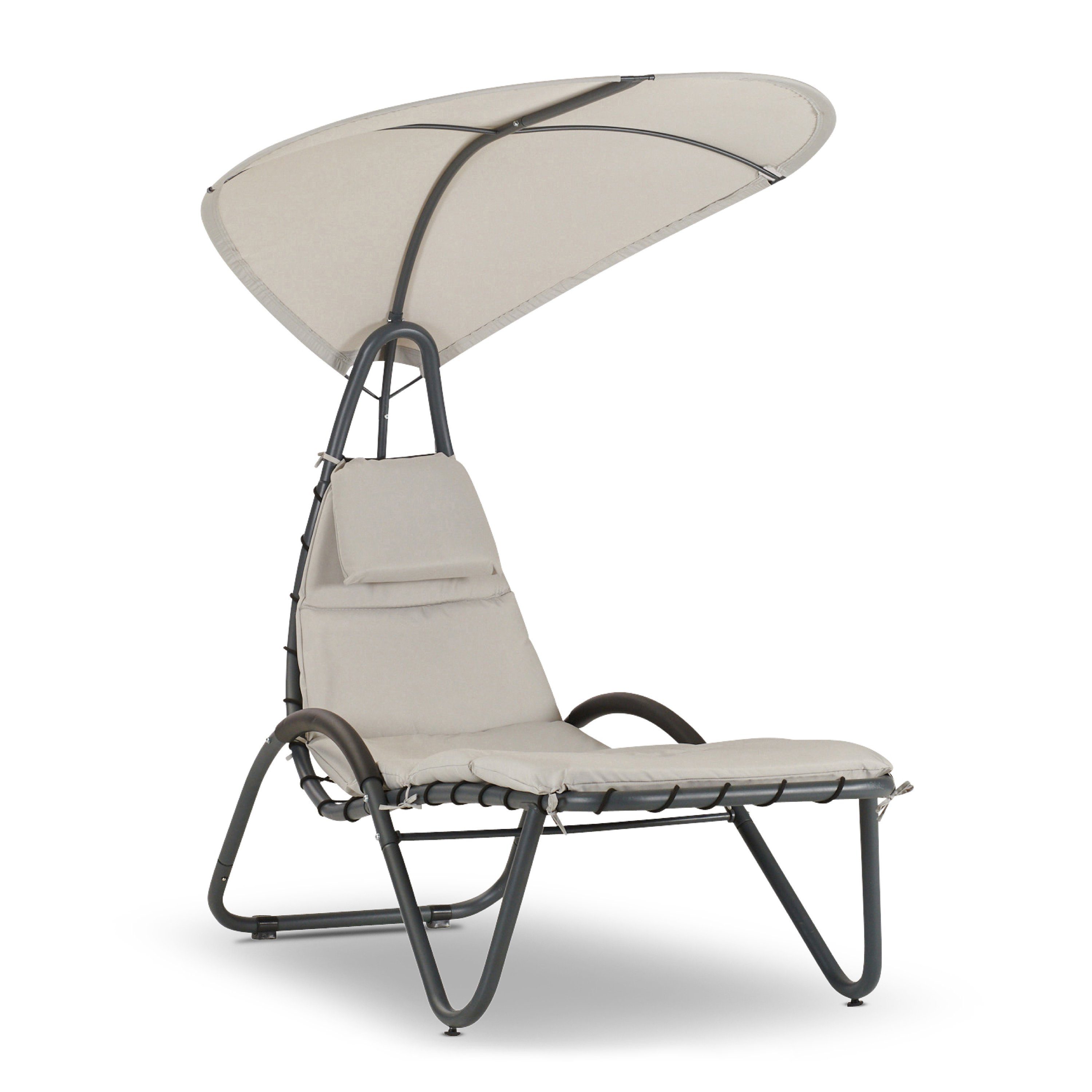 Leco Gartenliege Lisa mit Sonnendach Sonnenliege Liege Relaxliege, Liege mit Sonnendach und Polster, mit Sonnendach und Auflage / wetterfest / Outdoor und Indoor