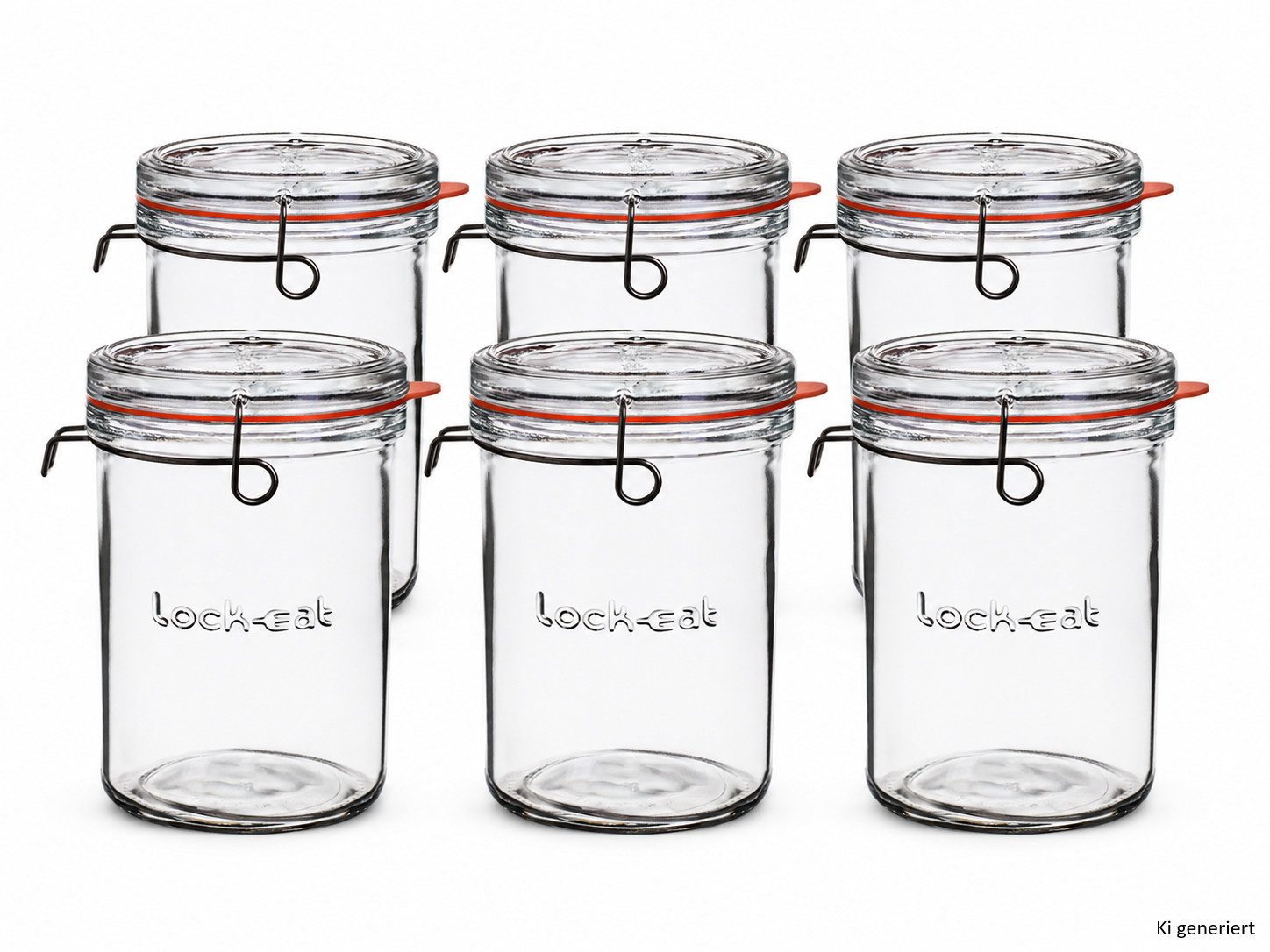 Luigi Bormioli Vorratsglas 6er Set Lock Eat Einmachglas 1L Bügelverschluss Vorratsglas, Glas