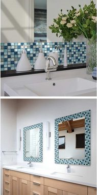 Coonoor Fliesenaufkleber Küchen Fliesenaufkleber, Mosaik Fliesenaufkleber im 40er Set, Selbstklebende Fliesendekor 10 x 10cm, für Küche und Bad