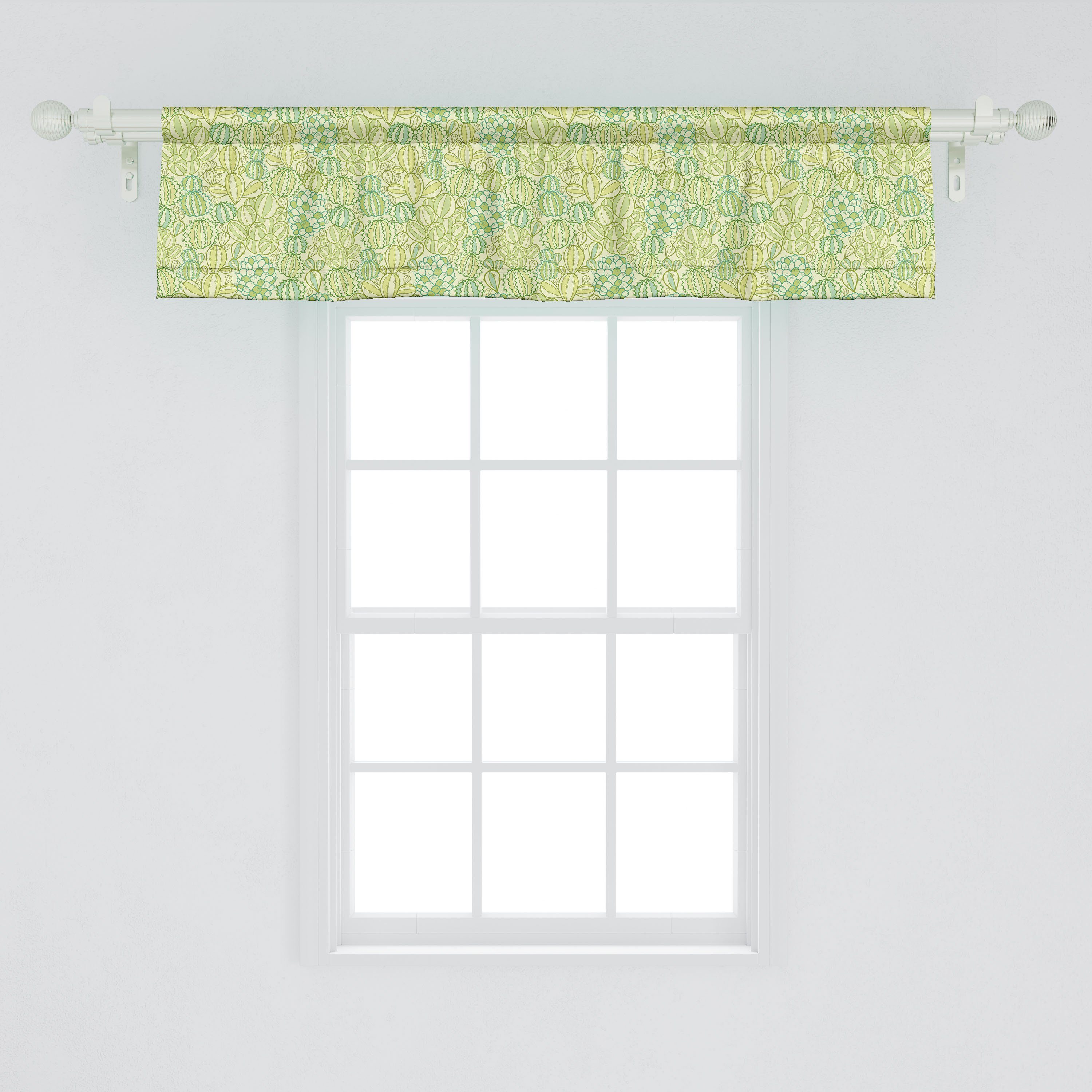 Scheibengardine Vorhang Volant für Küche Abakuhaus, Naturtöne Schlafzimmer Microfaser, Dekor Stangentasche, Dornige Kaktus mit Pflanzen