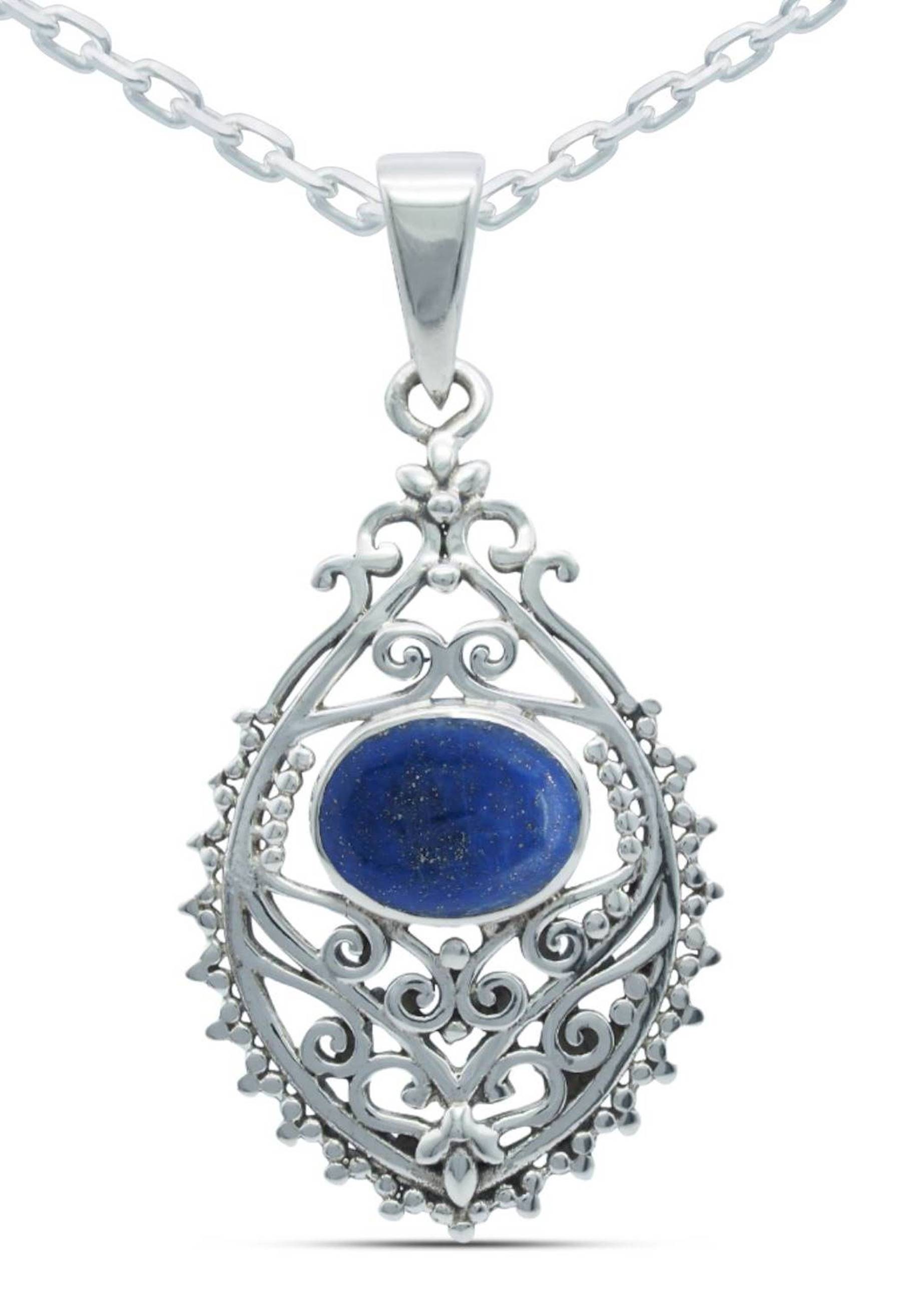 mantraroma Kette mit Lazuli SilbermitLapis 925er Anhänger