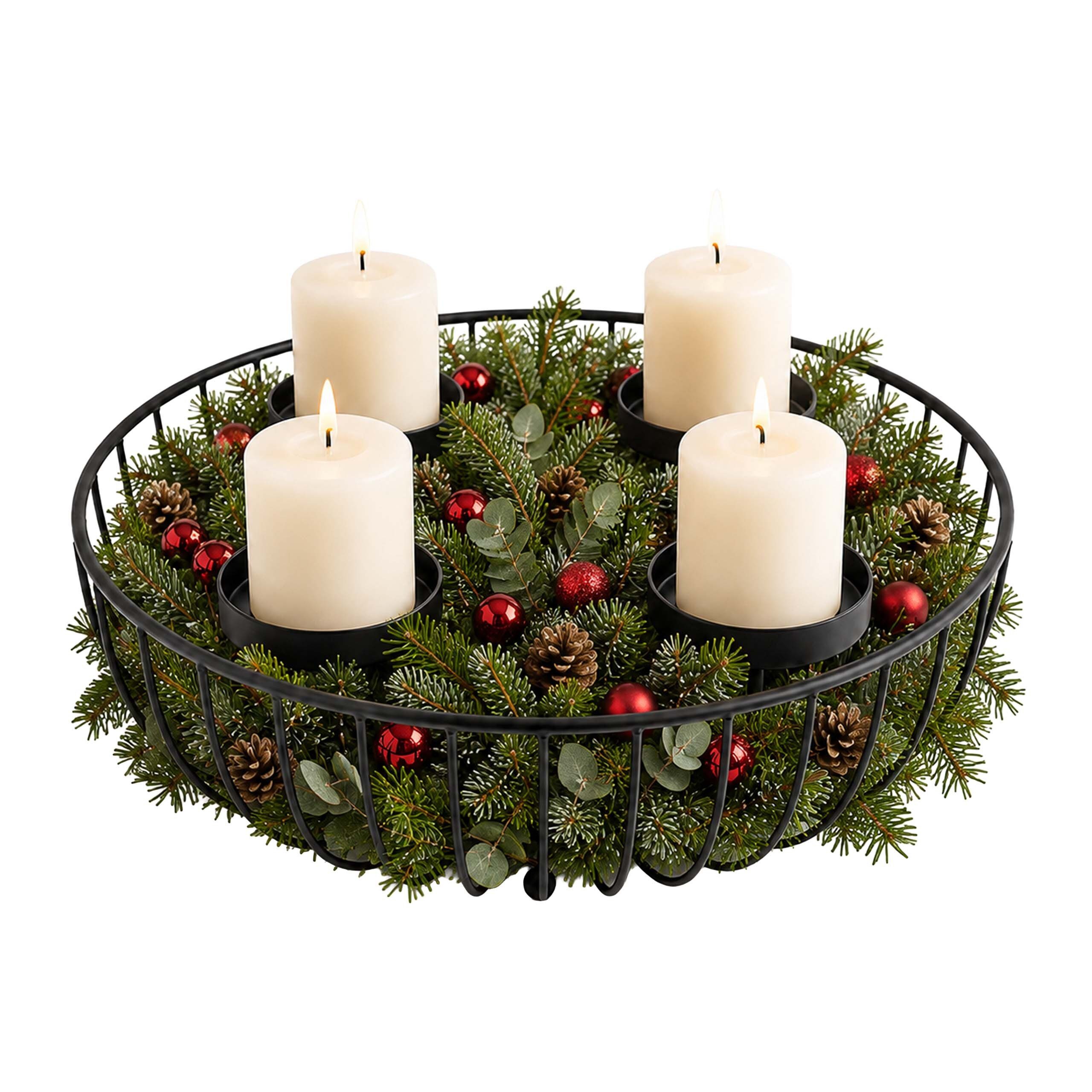 relaxdays Adventskranz Metallschale, schwarz