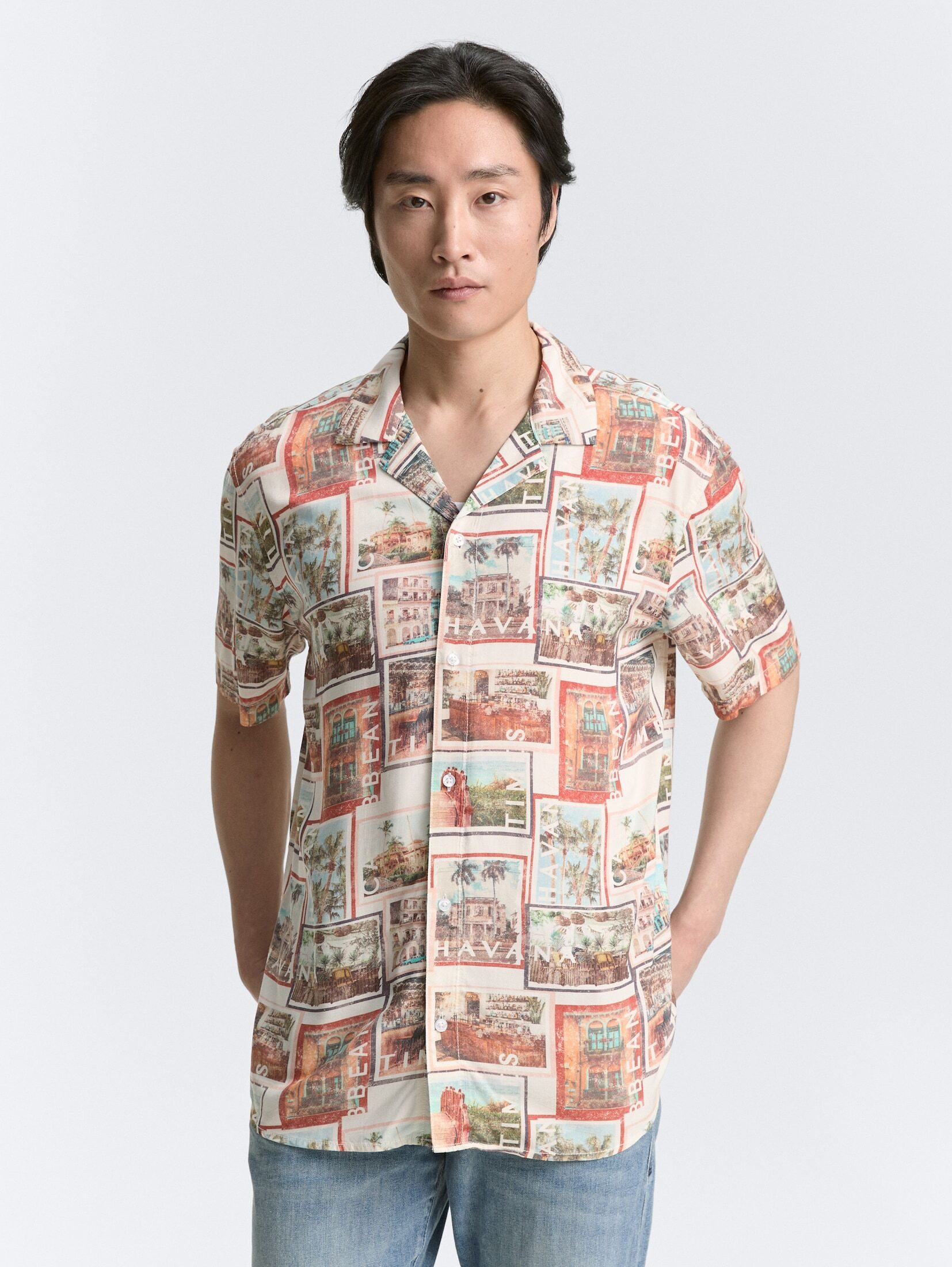 Kurzarmhemd Regular Fit Kurzarmhemd im Hawaii-Look