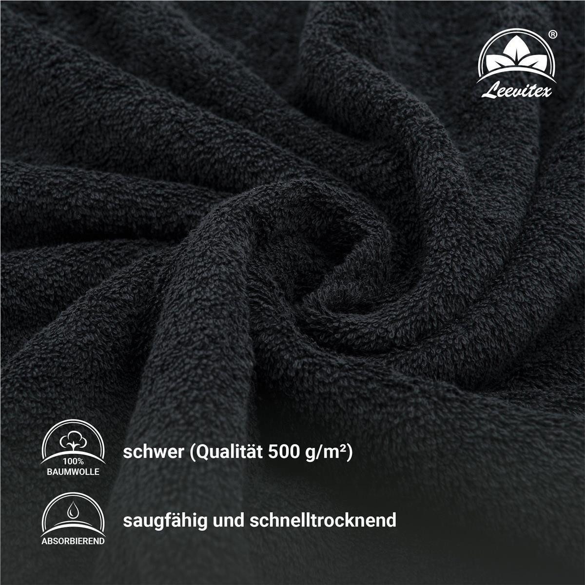 leevitex® Saunatuch, 80x200 cm, 100% Baumwolle, saugstark und fusselfrei, Frottee (1-St), OEKO-TEX® STANDARD 100 zertifiziert, gestreifte Bordüre