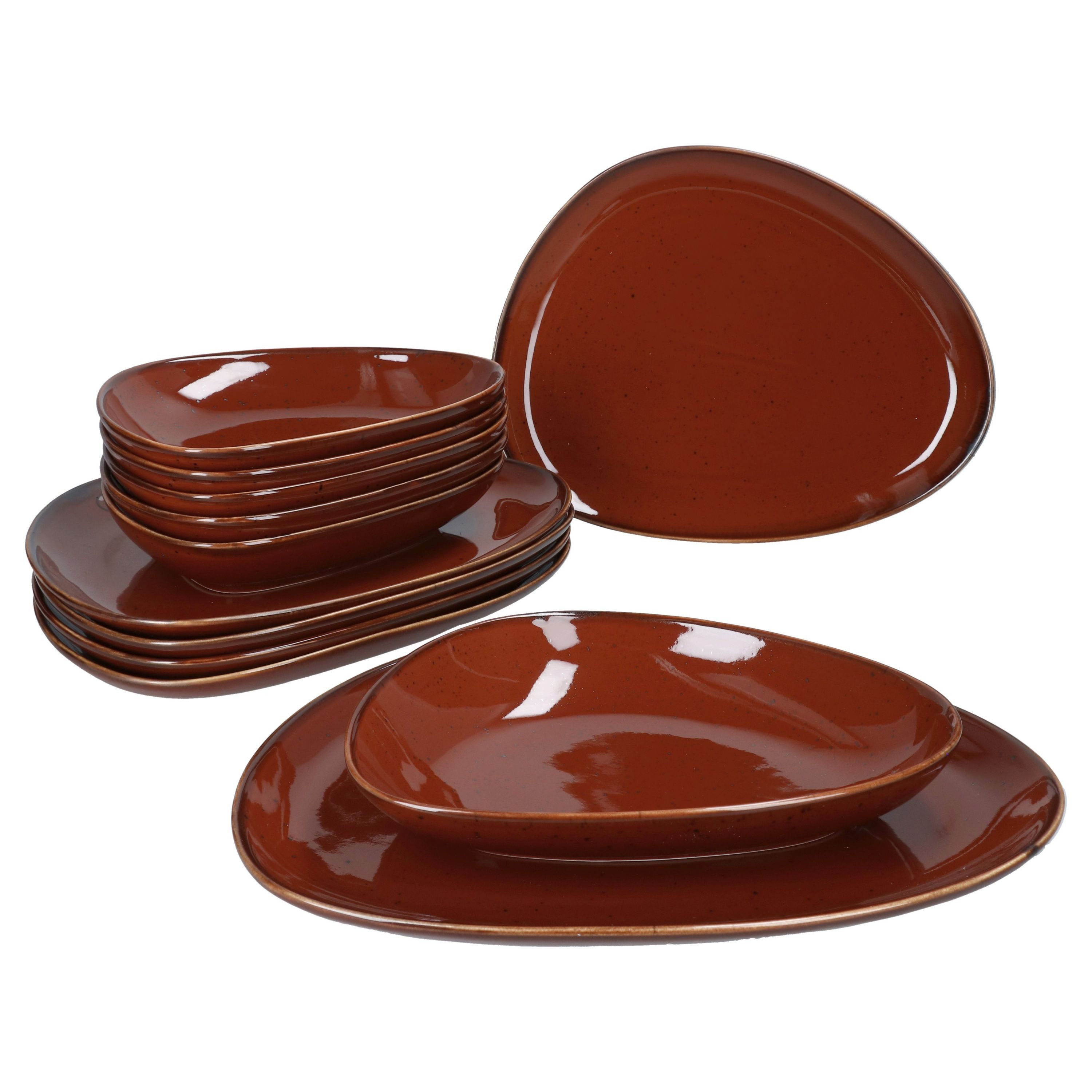 MamboCat Tafelservice MamboCat Marron Taste 12tlg Tafelservice Suppenteller Speiseteller, Porzellan