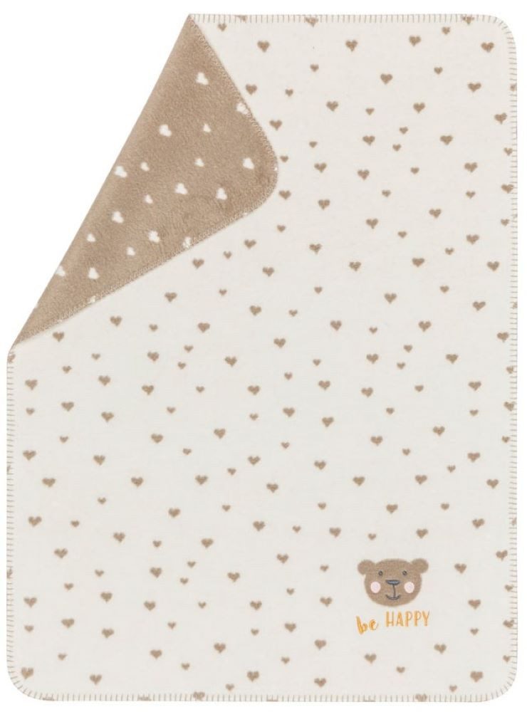 Babydecke Mila mit Stick 'be happy' 75 x 100 cm, DAVID FUSSENEGGER