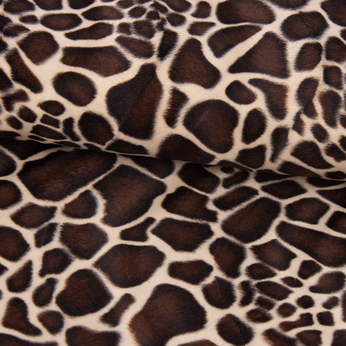 Stoff Velours Fellimitat Kunstfell Giraffe beige braun 1,5m Breite