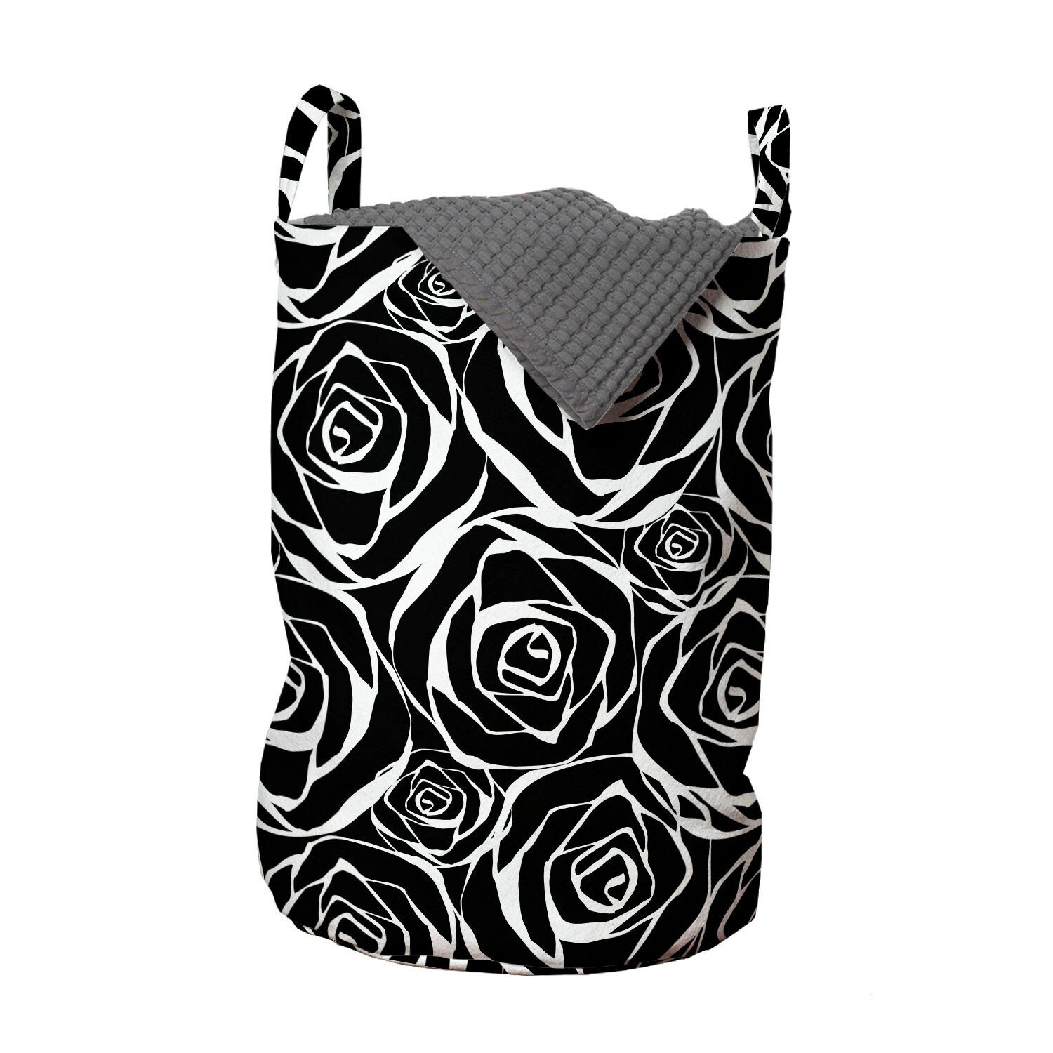 Abakuhaus Wäschesäckchen Wäschekorb mit Griffen Kordelzugverschluss für Waschsalons, Blumen Abstrakte Kunst Rose Blumen