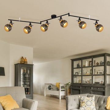etc-shop LED Deckenleuchte, Leuchtmittel nicht inklusive, Deckenleuchte Metall schwarz gold Wohnzimmer