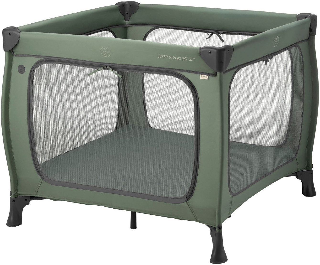 Hauck Baby-Reisebett Sleep N Play SQ, Set dark green, inklusive Schaumstoff-Matratze