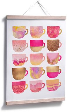 Wall-Art Poster Kaffeetassen Pink, Geschirr & Besteck (1 St), Poster ohne Bilderrahmen